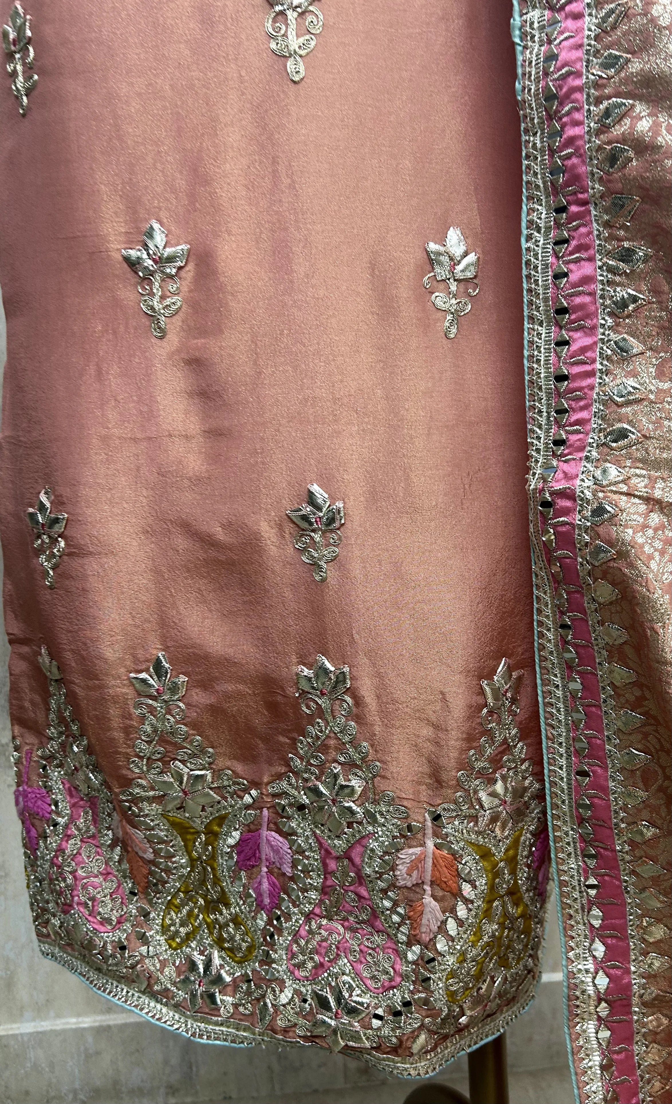 Tissue Unstitched Suit Set Featuring Tissue Dupatta