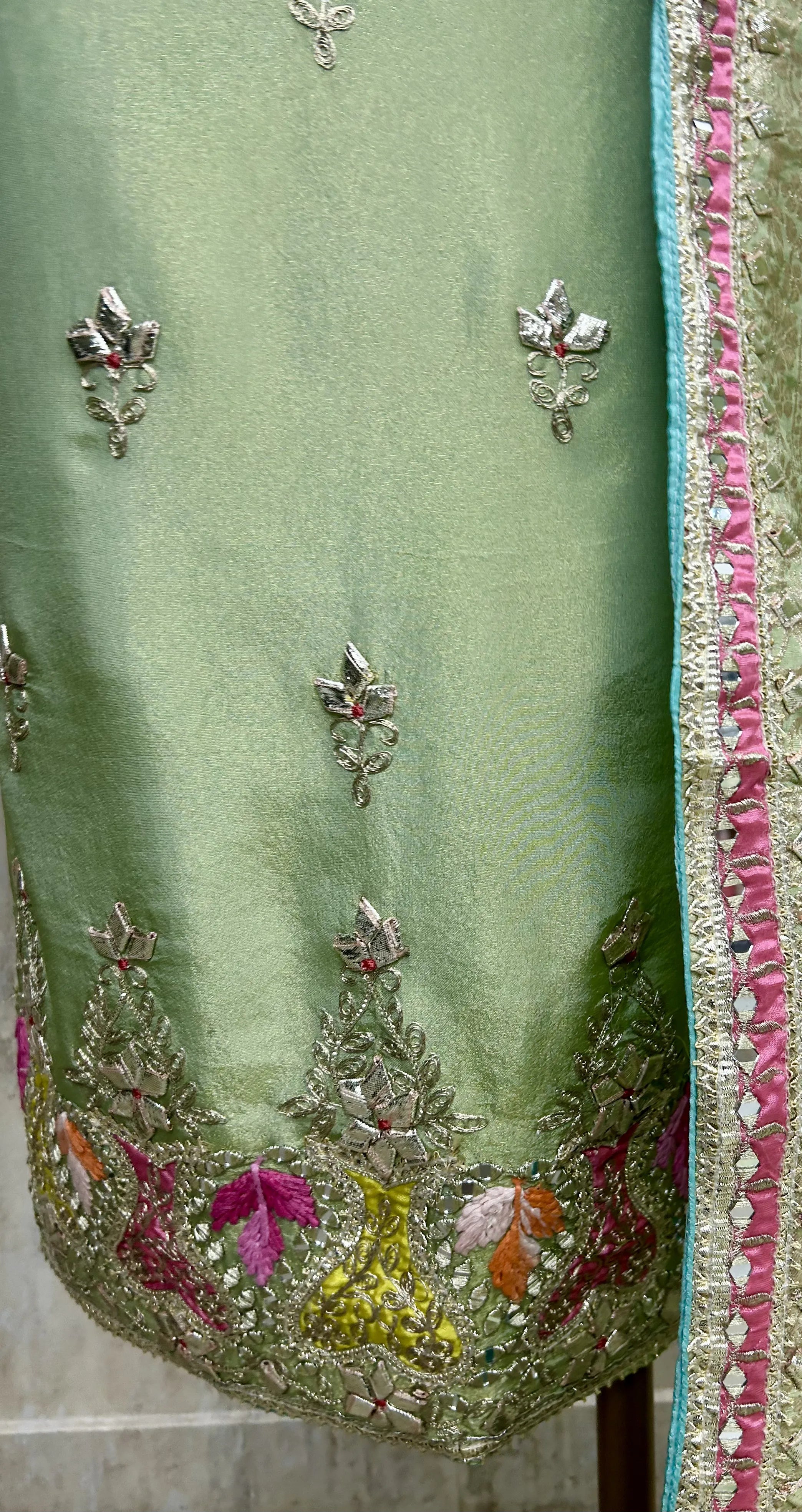 Tissue Unstitched Suit Set Featuring Tissue Dupatta