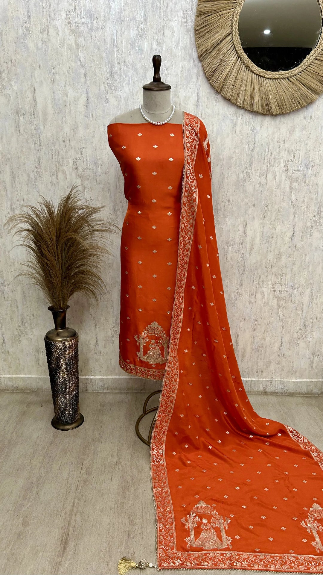Karwa Chauth Special Dola Silk Unstitched Suit Set