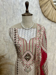 Silk Unstitched Suit Set Featuring Silk Dupatta