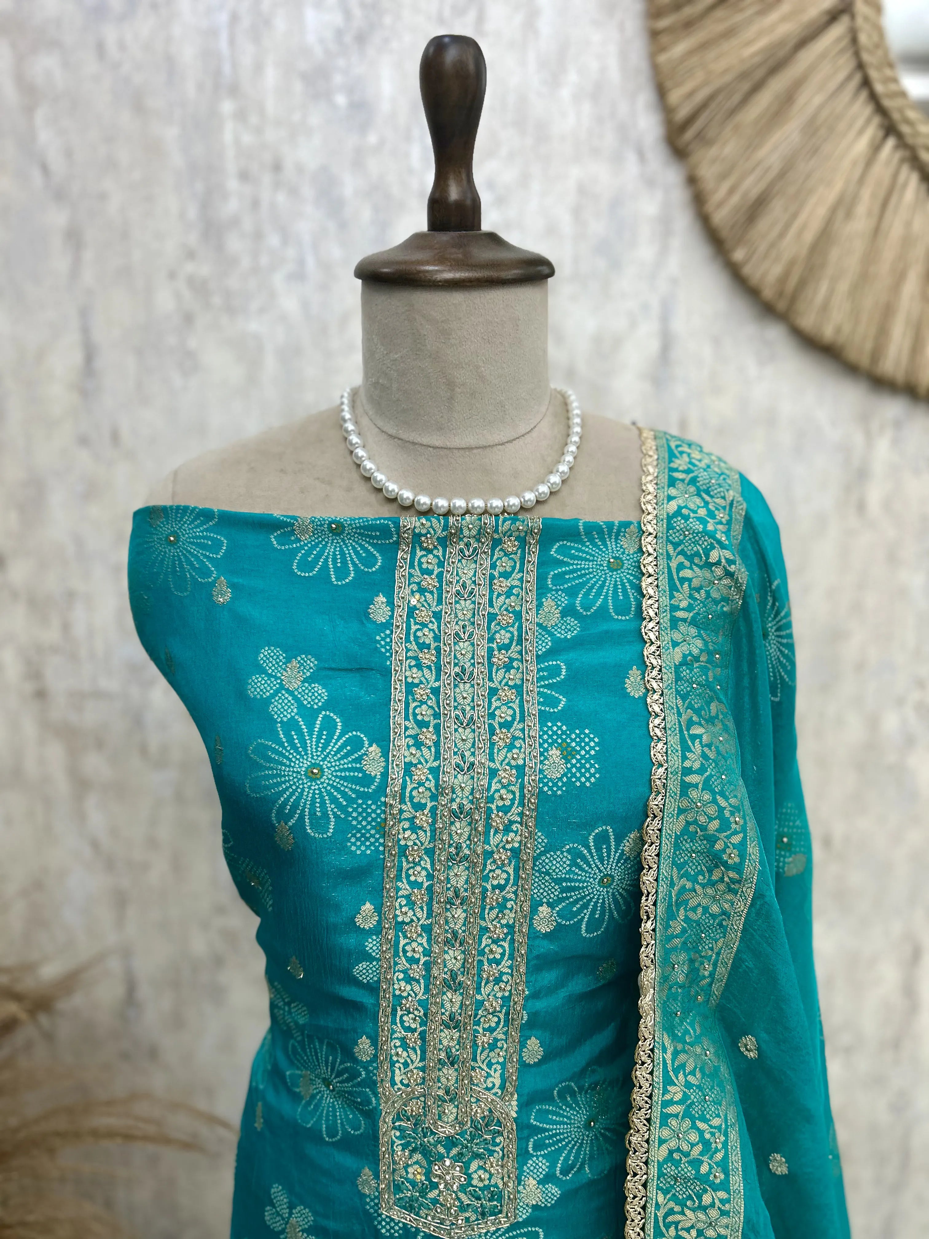 Cosmo Tissue Unstitched Suit Set Featuring Cosmo Tissue Dupatta