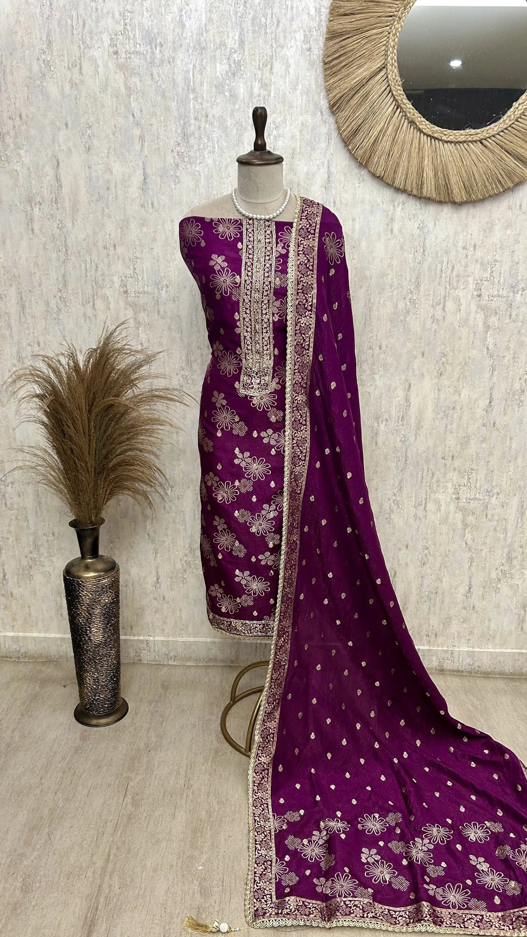 Cosmo Tissue Unstitched Suit Set Featuring Cosmo Tissue Dupatta