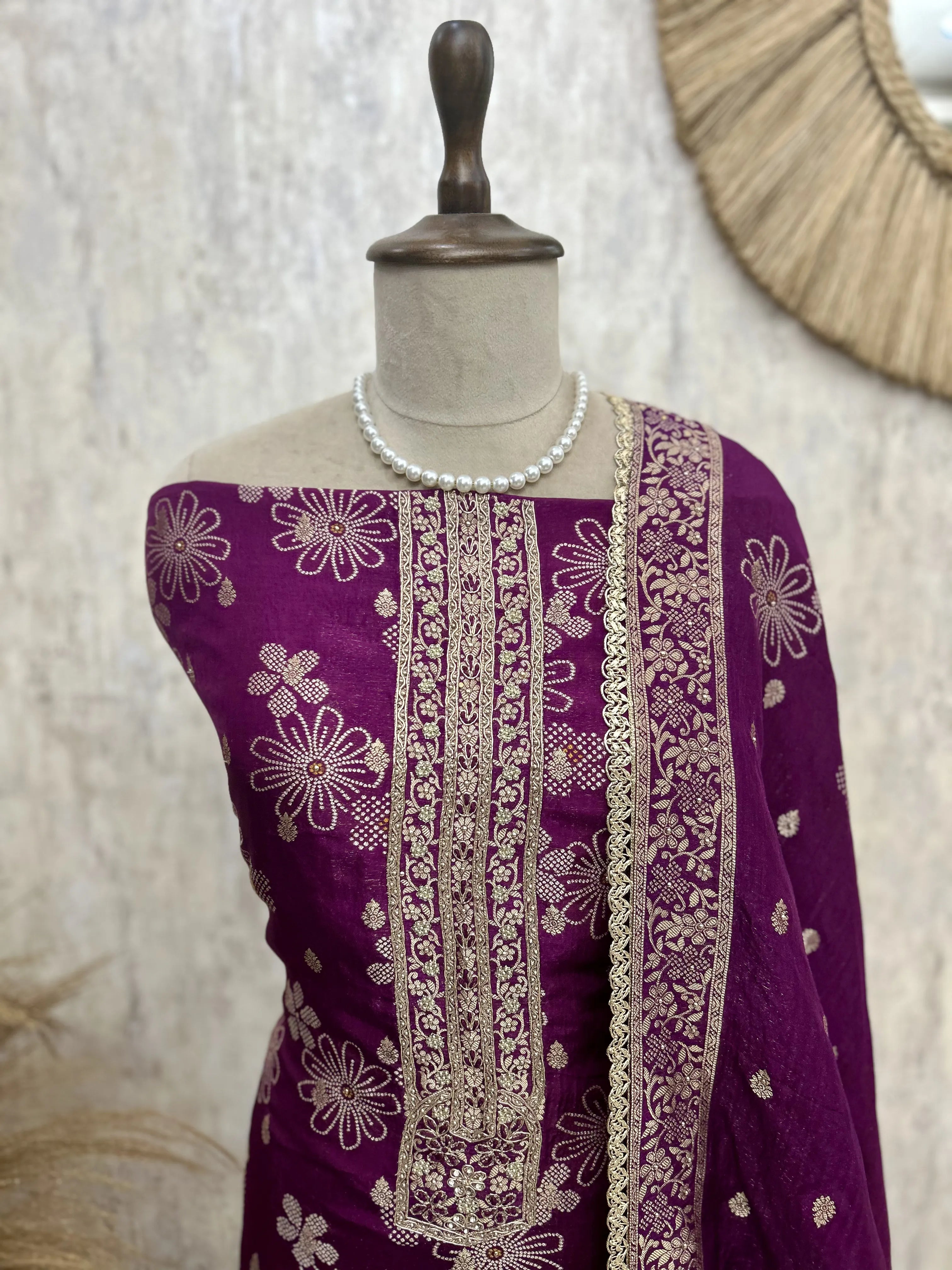 Cosmo Tissue Unstitched Suit Set Featuring Cosmo Tissue Dupatta