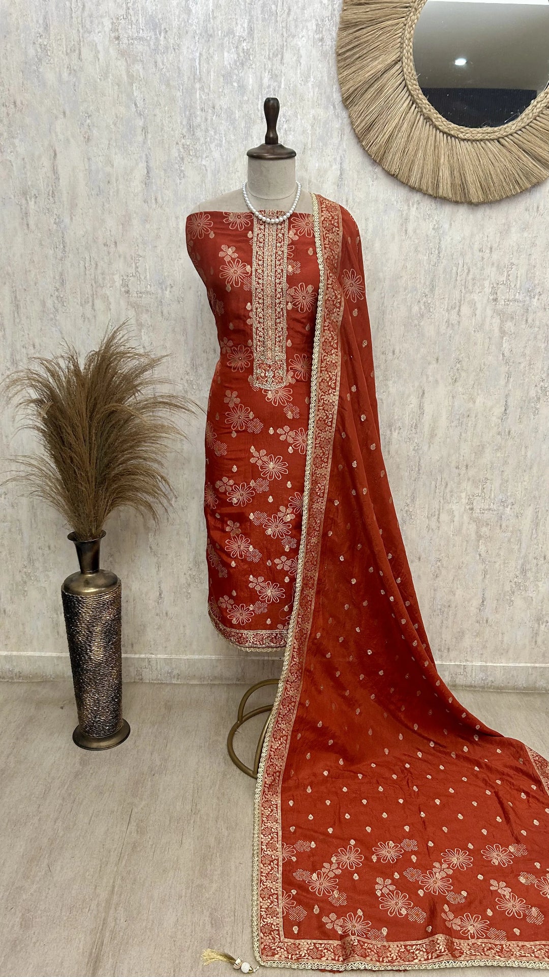 Cosmo Tissue Unstitched Suit Set Featuring Cosmo Tissue Dupatta