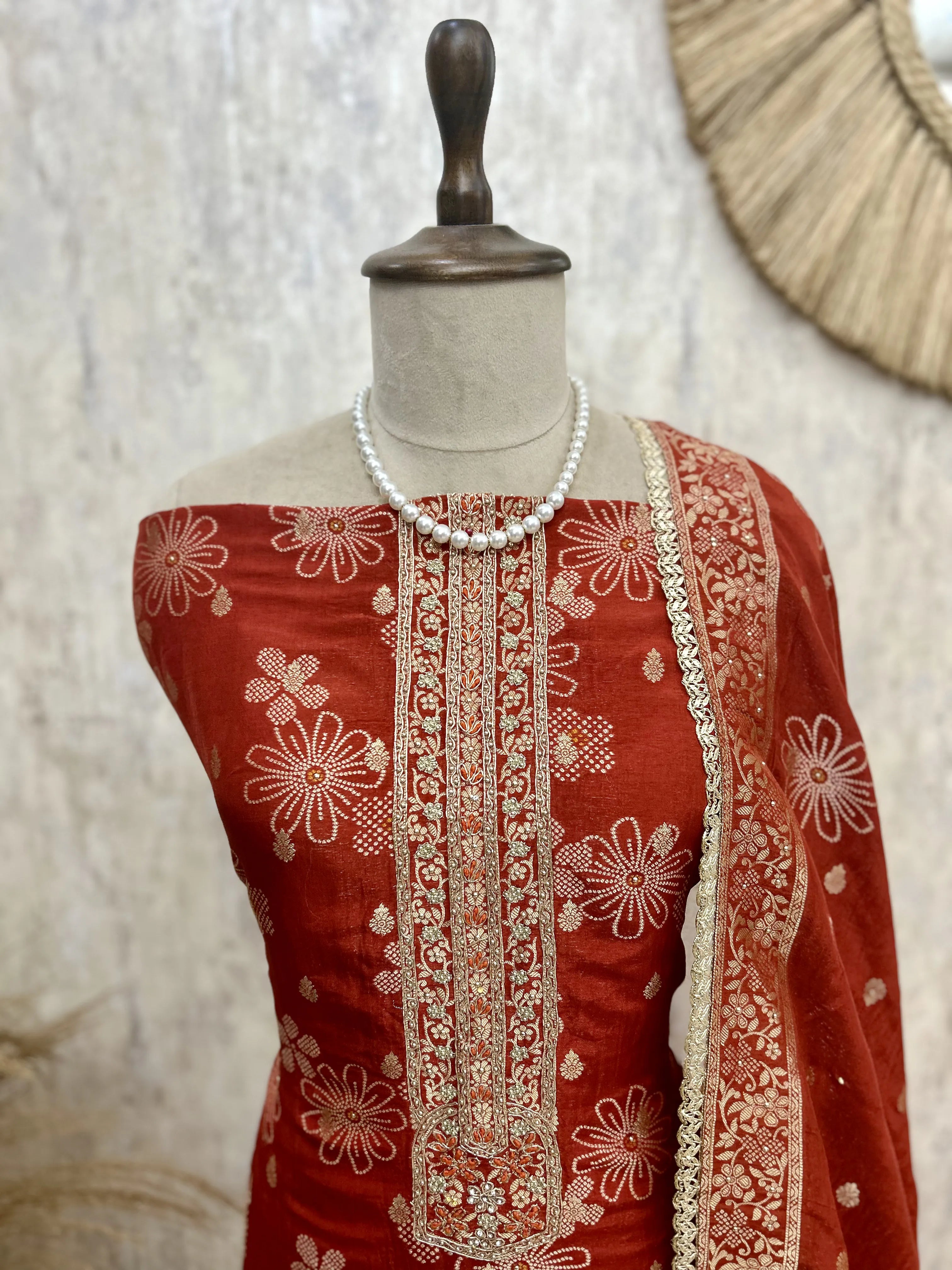 Cosmo Tissue Unstitched Suit Set Featuring Cosmo Tissue Dupatta