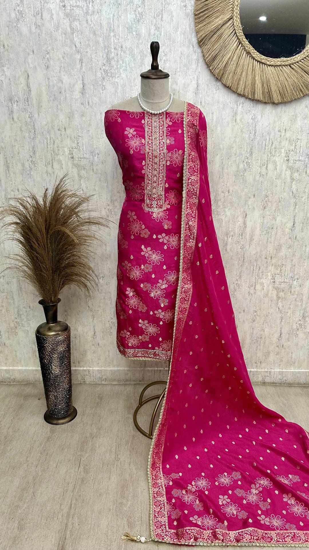 Cosmo Tissue Unstitched Suit Set Featuring Cosmo Tissue Dupatta