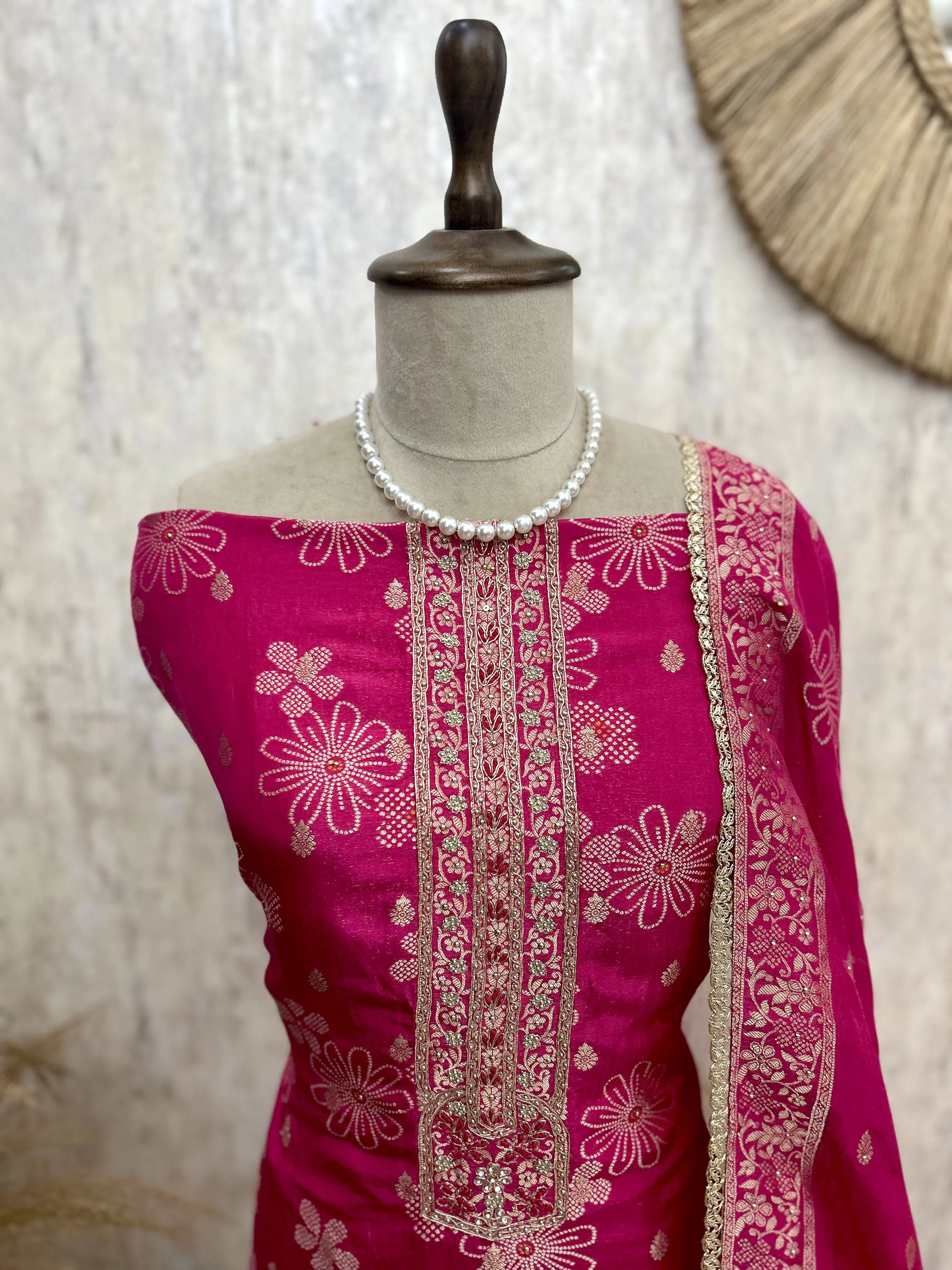 Cosmo Tissue Unstitched Suit Set Featuring Cosmo Tissue Dupatta