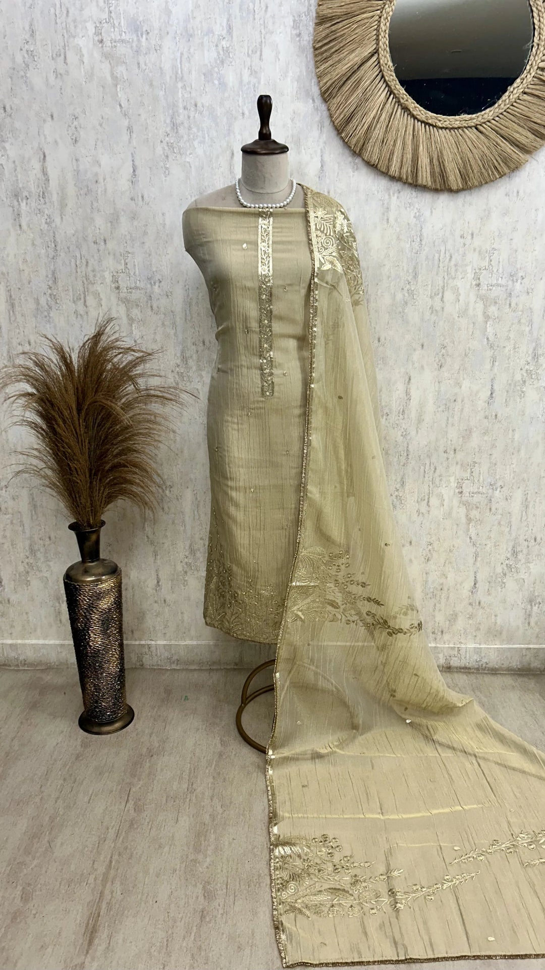 Crush Organza Unstitched suit set