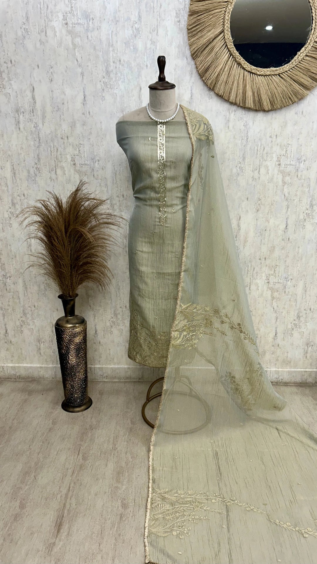 Crush Organza Unstitched suit set