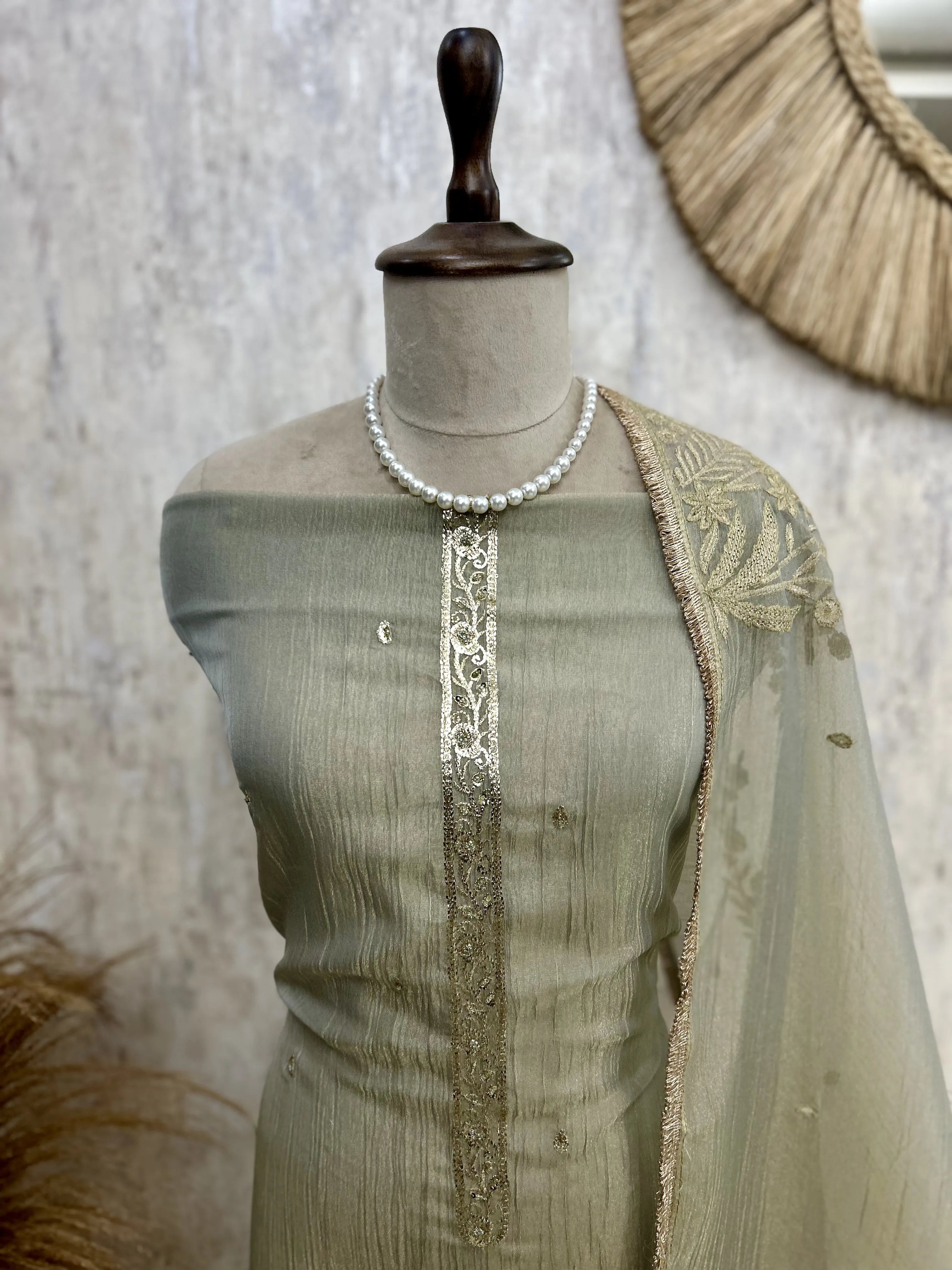 Crush Organza Unstitched suit set