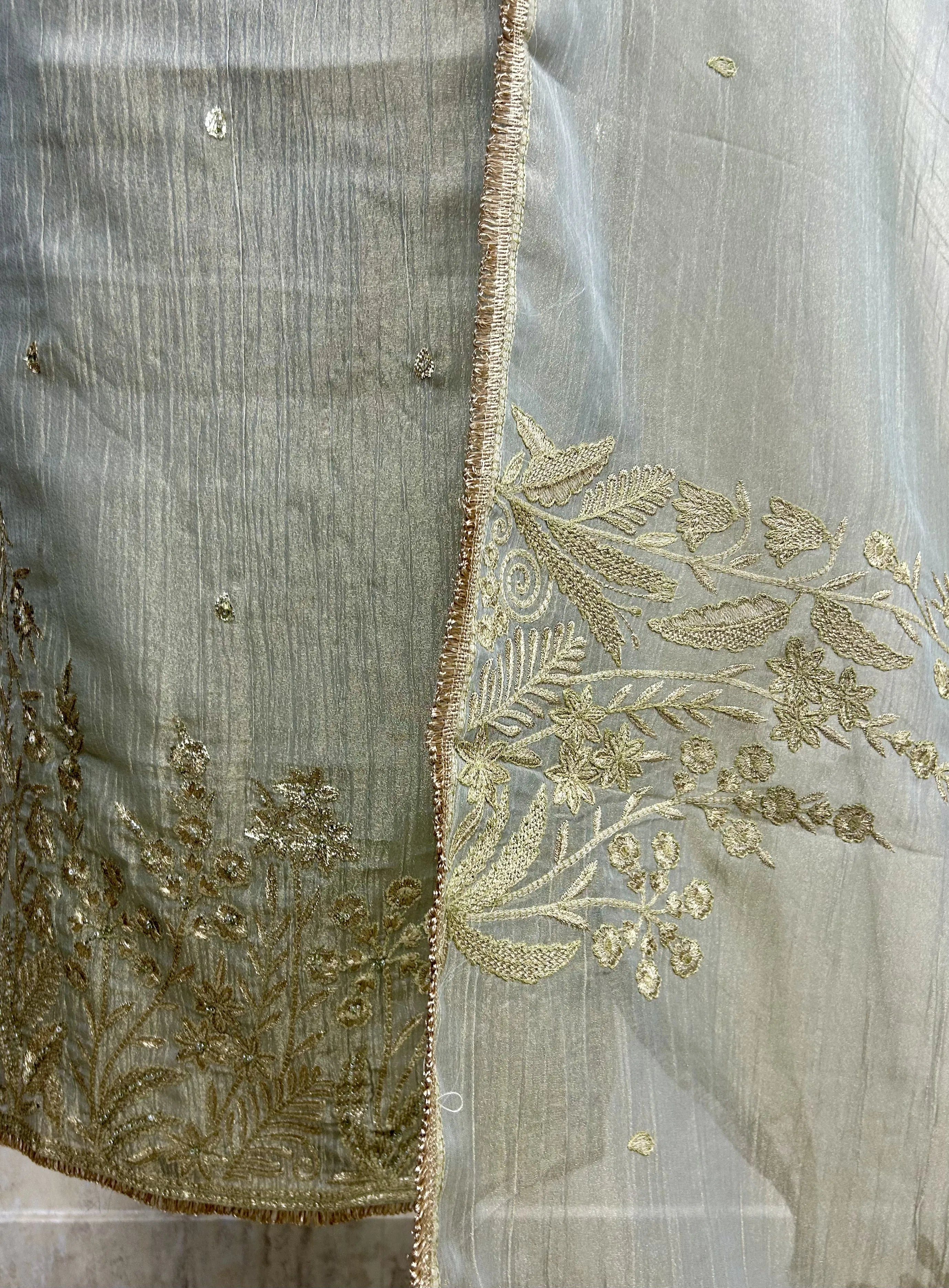 Crush Organza Unstitched suit set