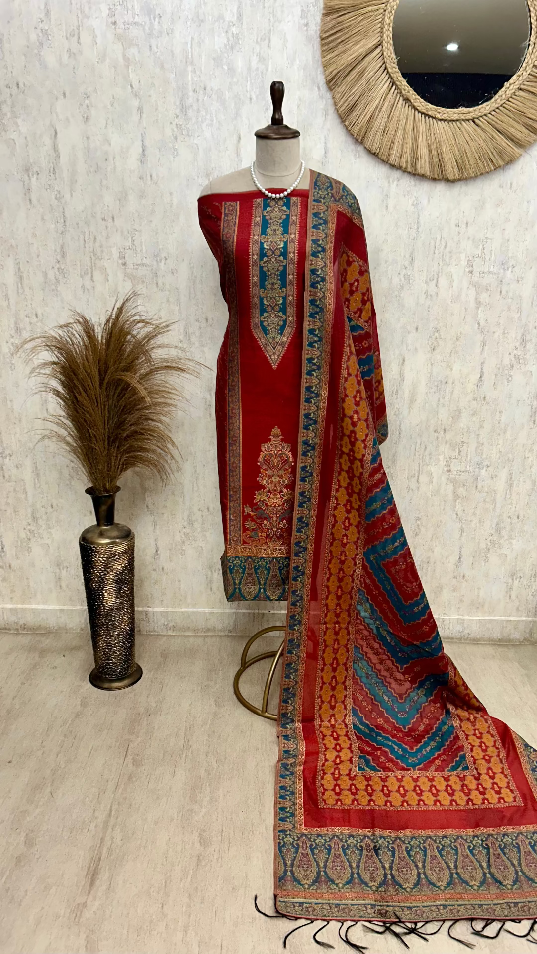 Cotton Silk Unstitched Suit Set Featuring Cotton Silk Dupatta