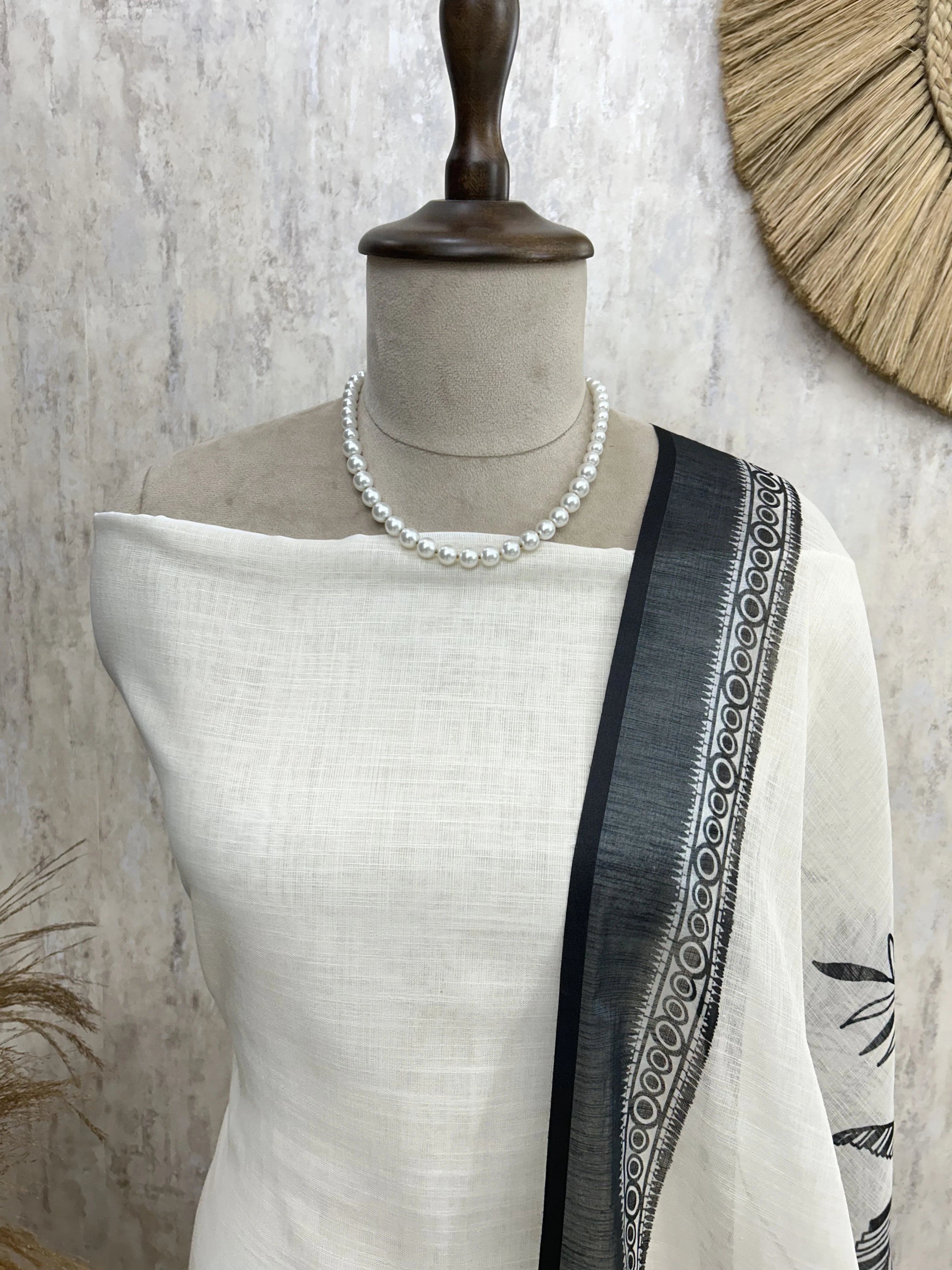 Digital Printed Pure Jamdani Linen Unstitched Suit Set