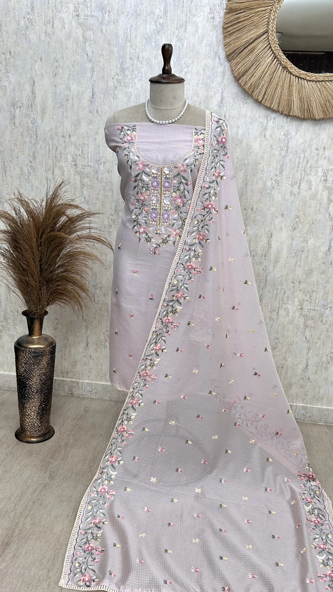 Fine Thread Work Kota Unstitched Suit Set