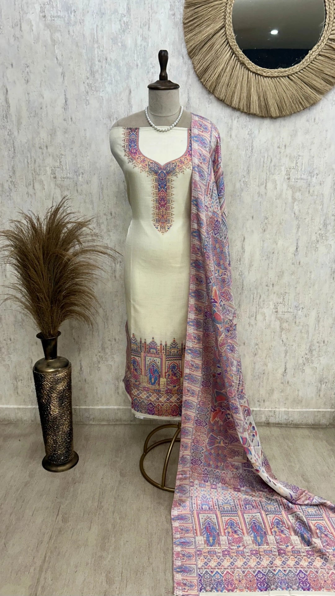 Kani Weaving Cotton Silk Unstitched Suit