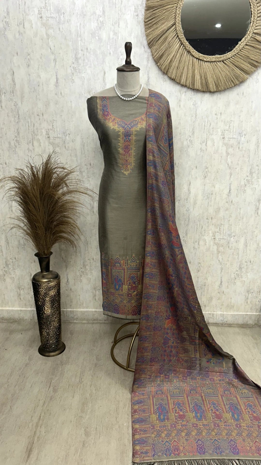 Kani Weaving Cotton Silk Unstitched Suit