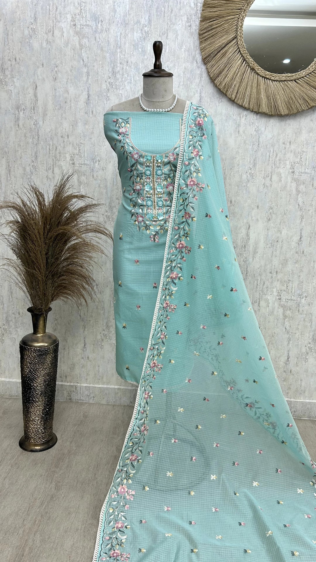 Fine Thread Work Kota Unstitched Suit Set