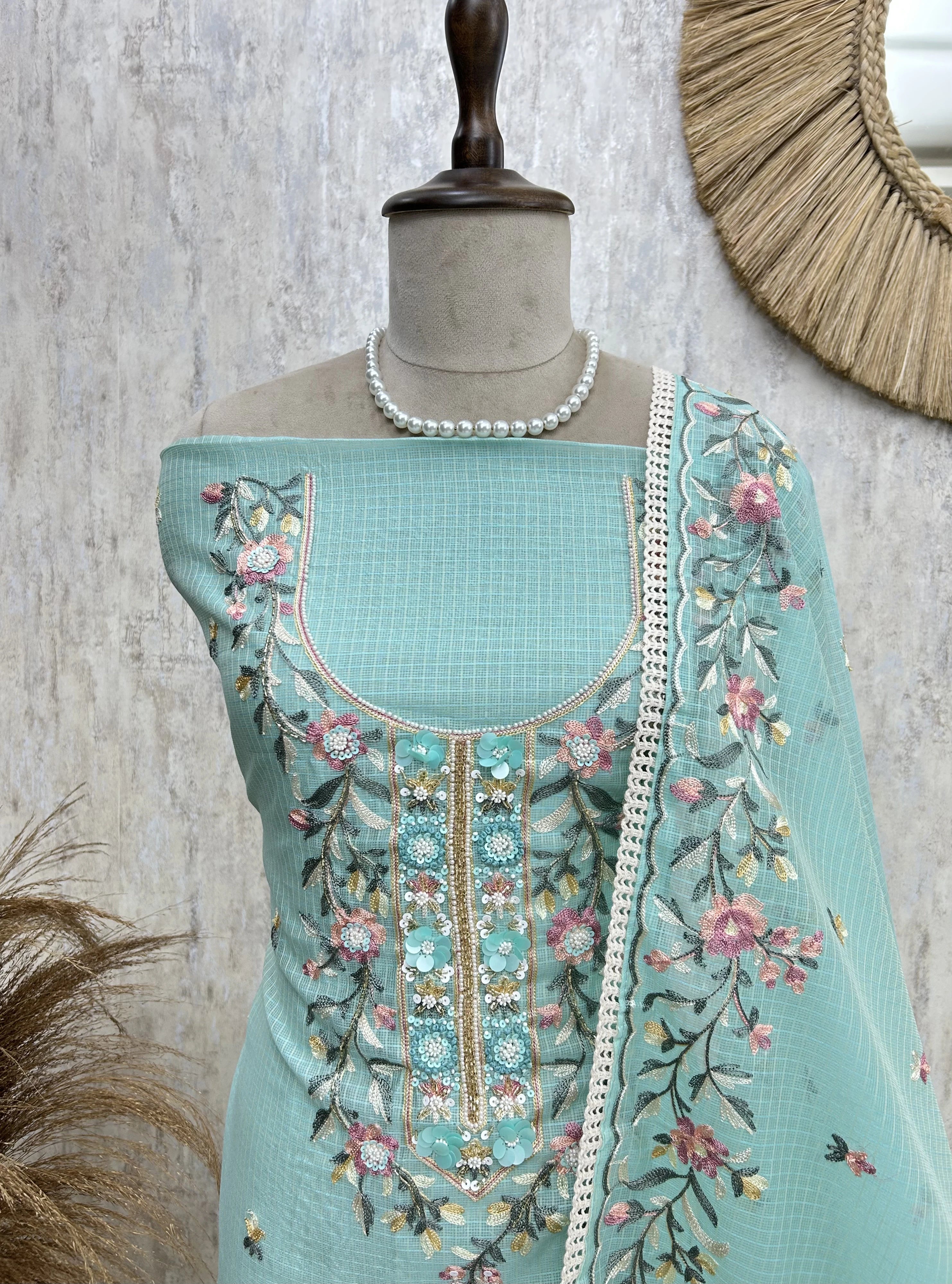 Fine Thread Work Kota Unstitched Suit Set