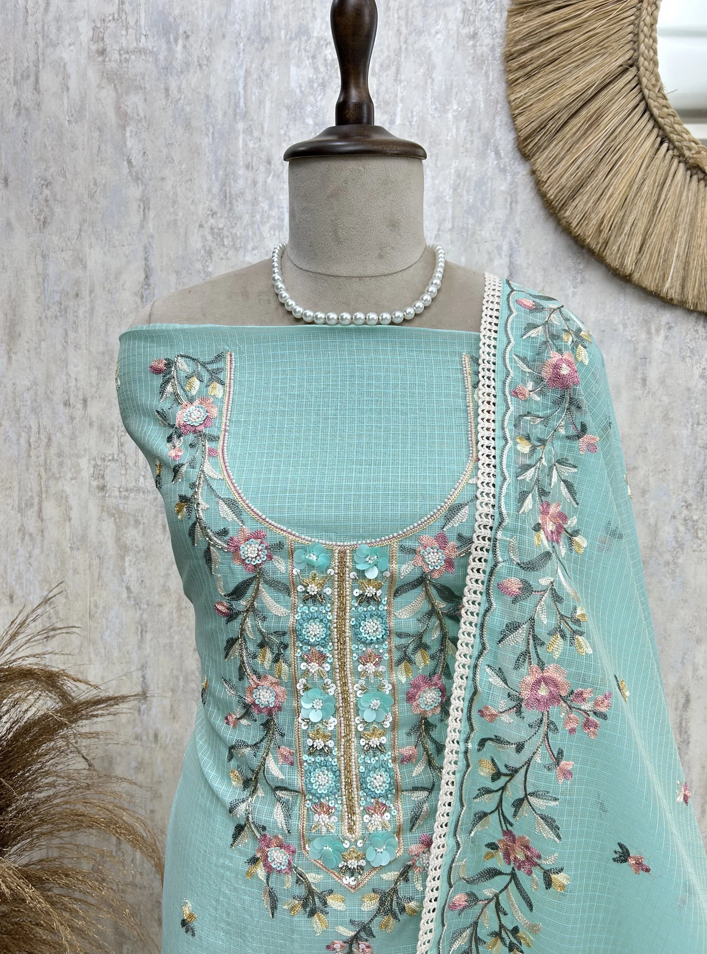Fine Thread Work Kota Unstitched Suit Set