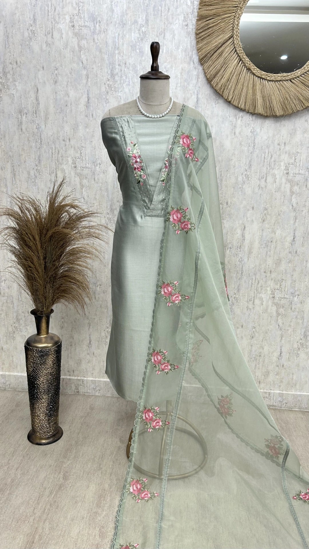 Pure Cotton Chanderi Unstitched Suit