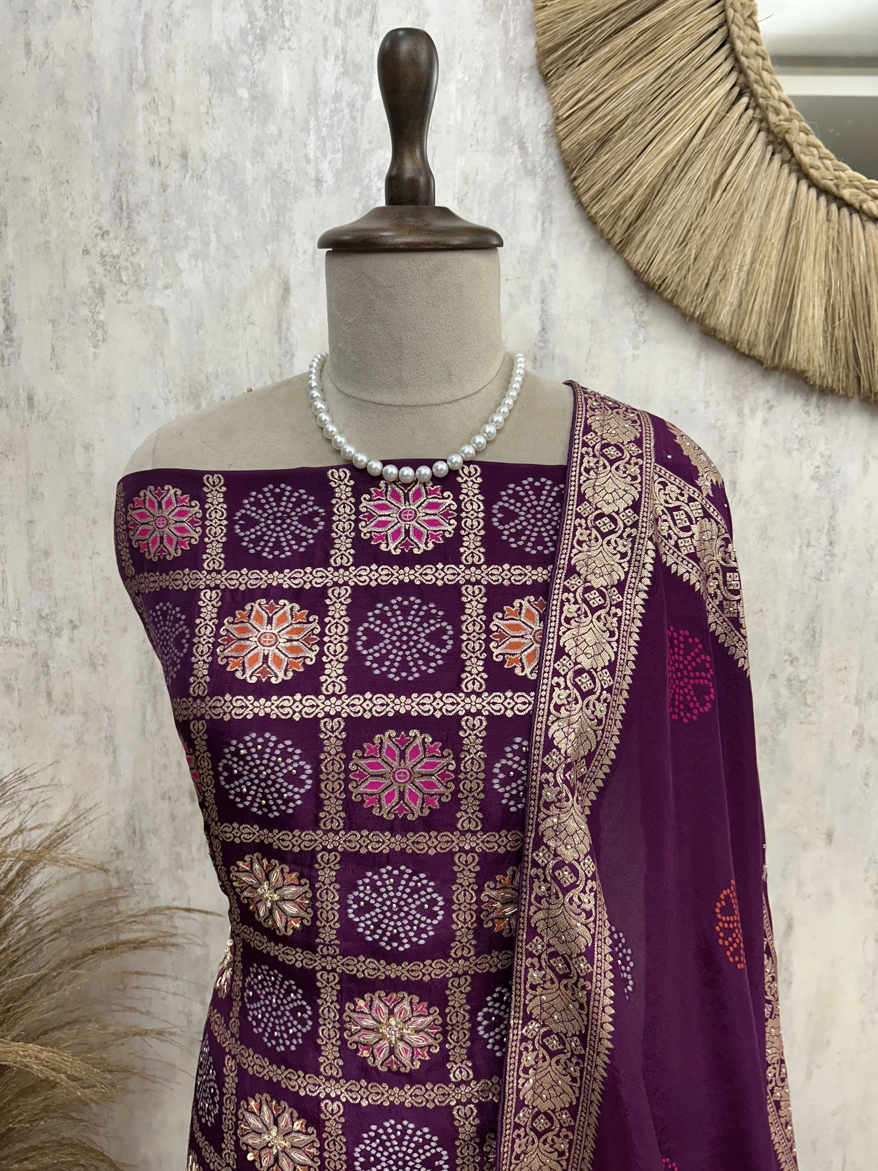 Dola silk unstitched suit set