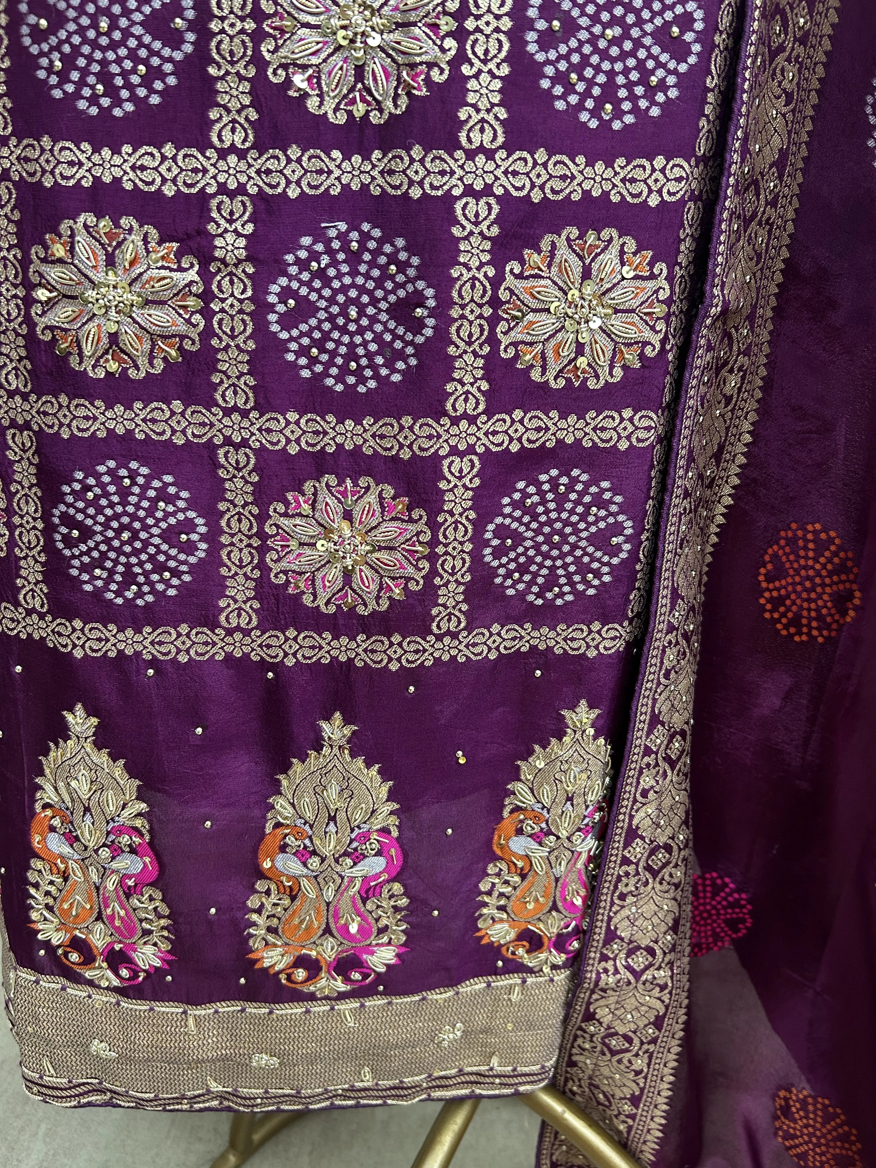 Dola silk unstitched suit set