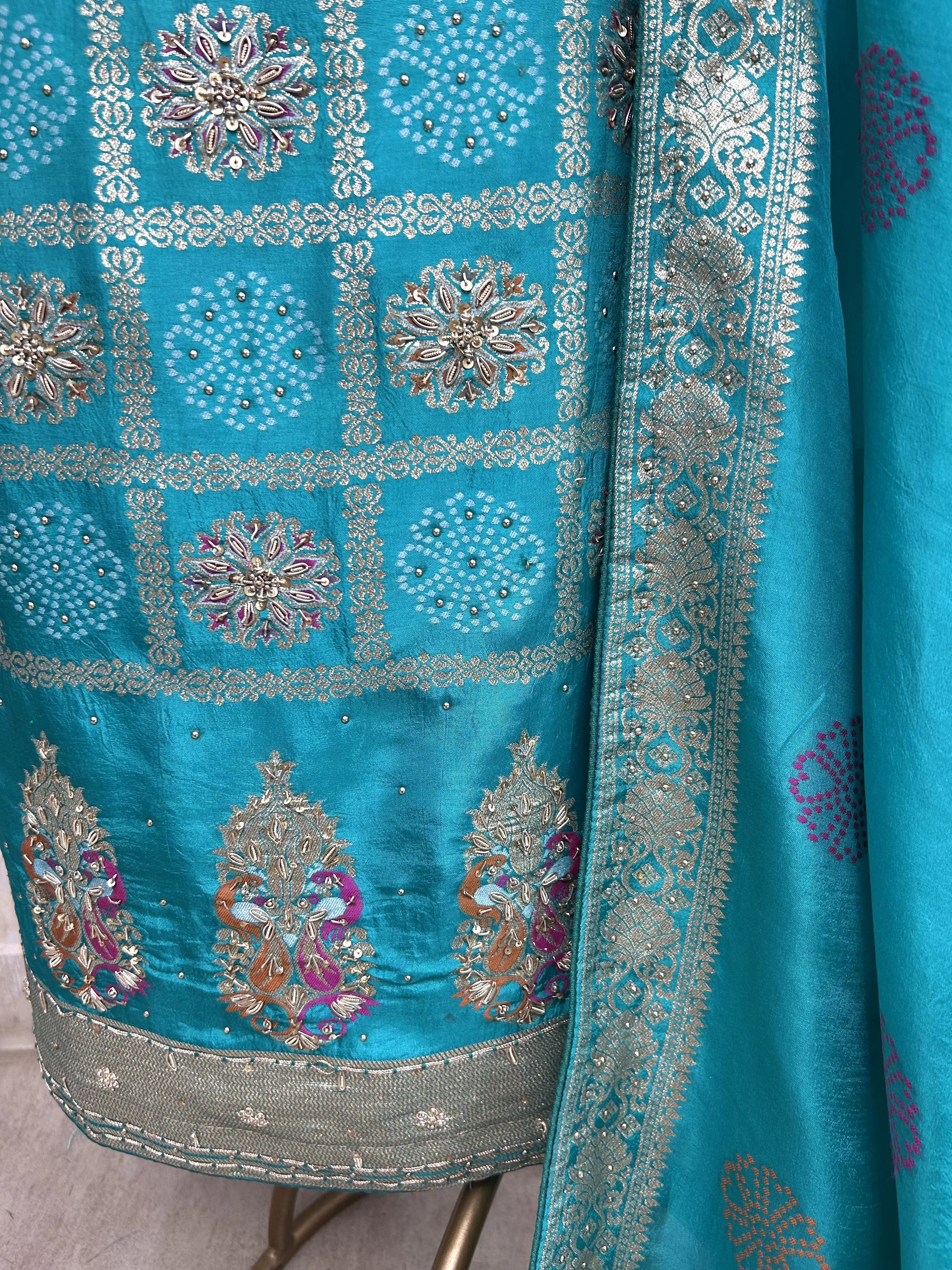 Dola silk unstitched suit set