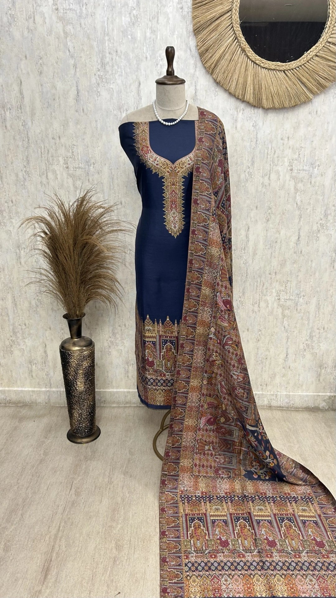 Kani Weaving Cotton Silk Unstitched Suit
