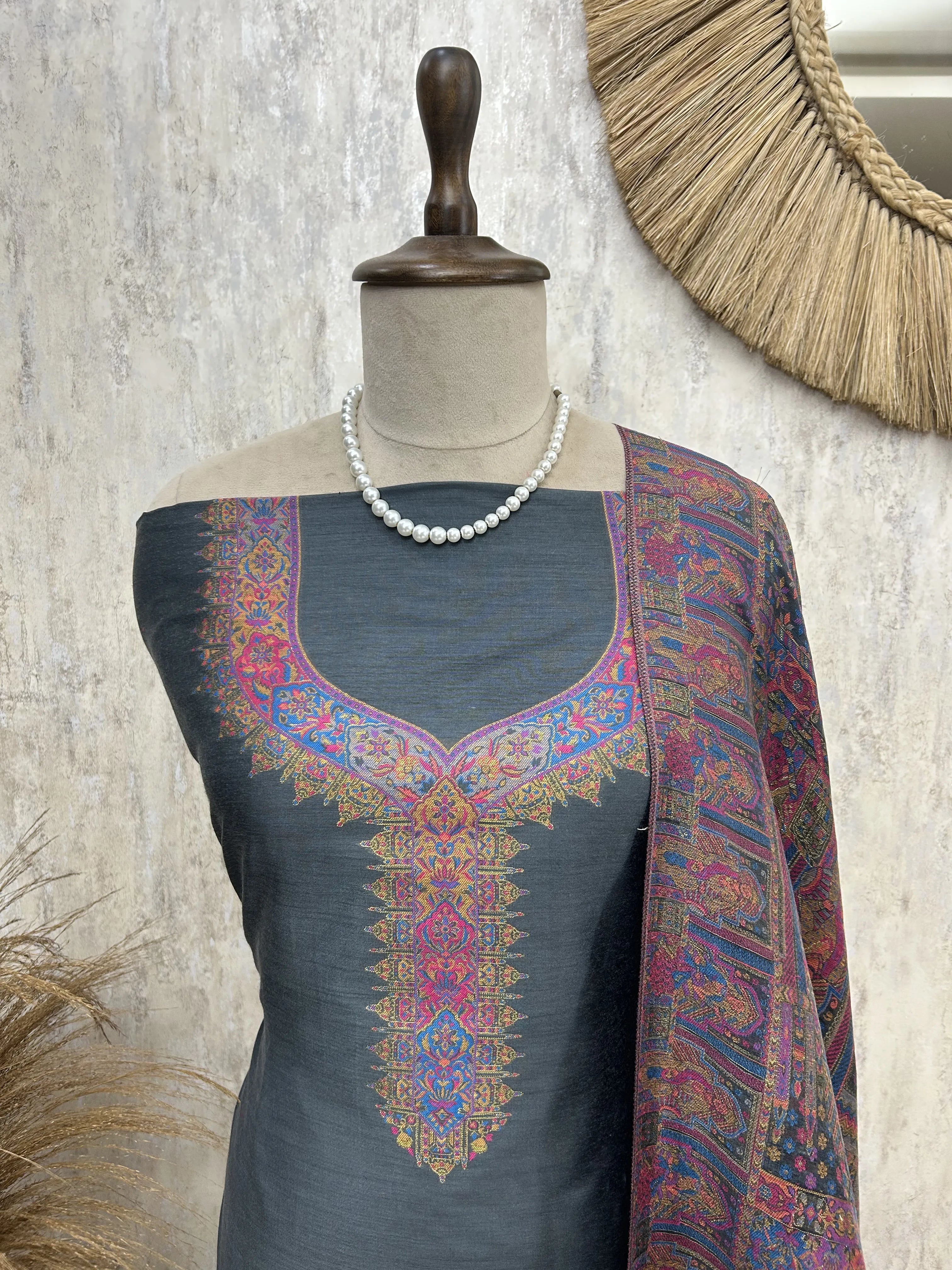 Kani Weaving Cotton Silk Unstitched Suit