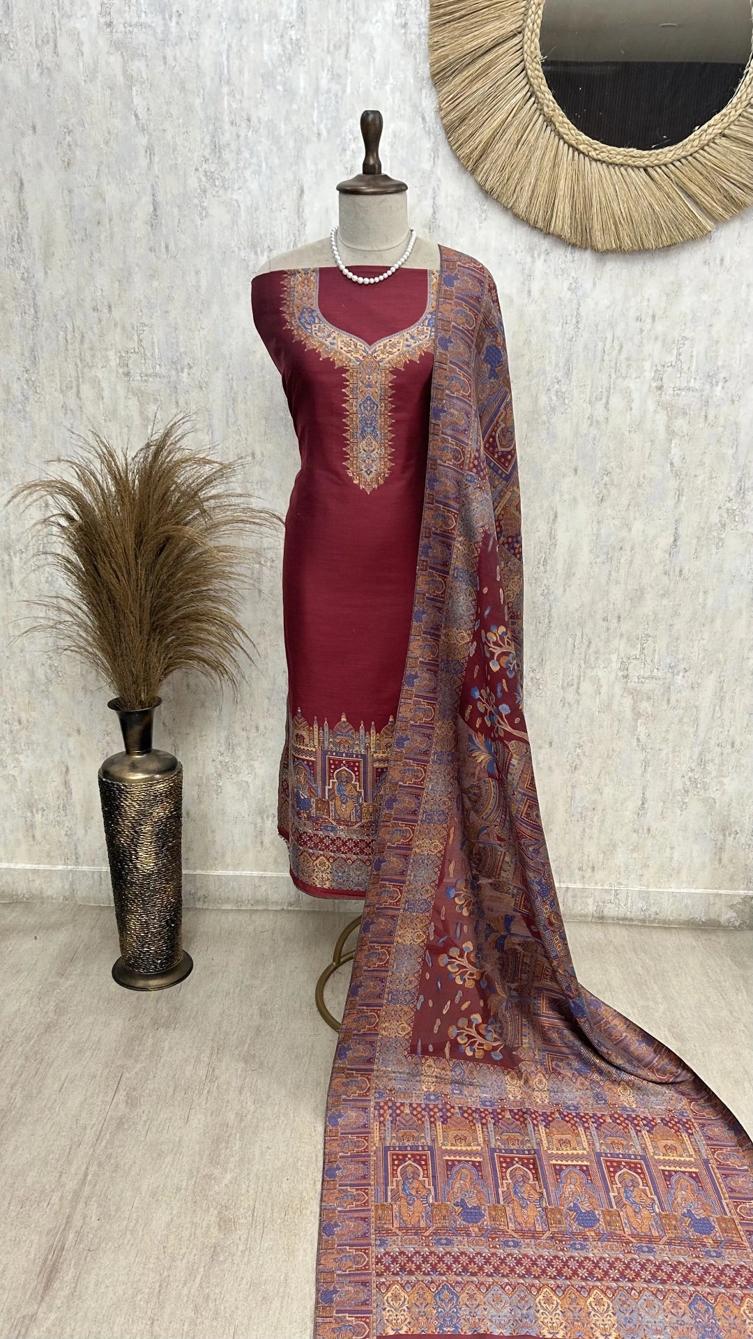 Kani Weaving Cotton Silk Unstitched Suit