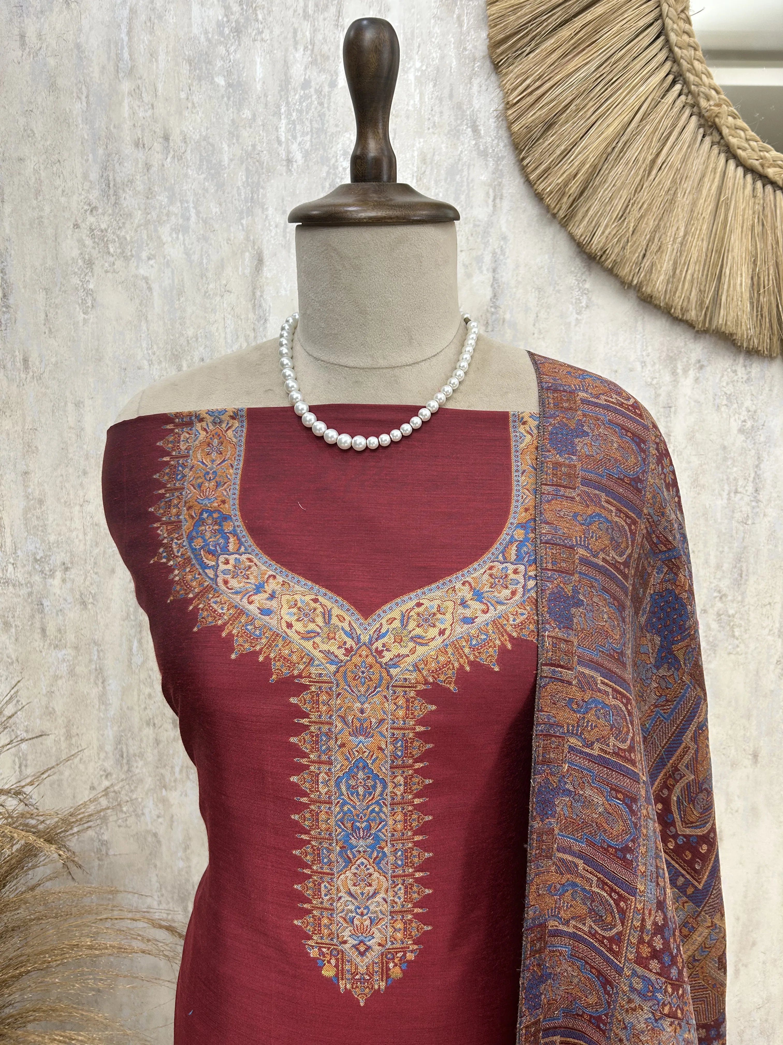 Kani Weaving Cotton Silk Unstitched Suit