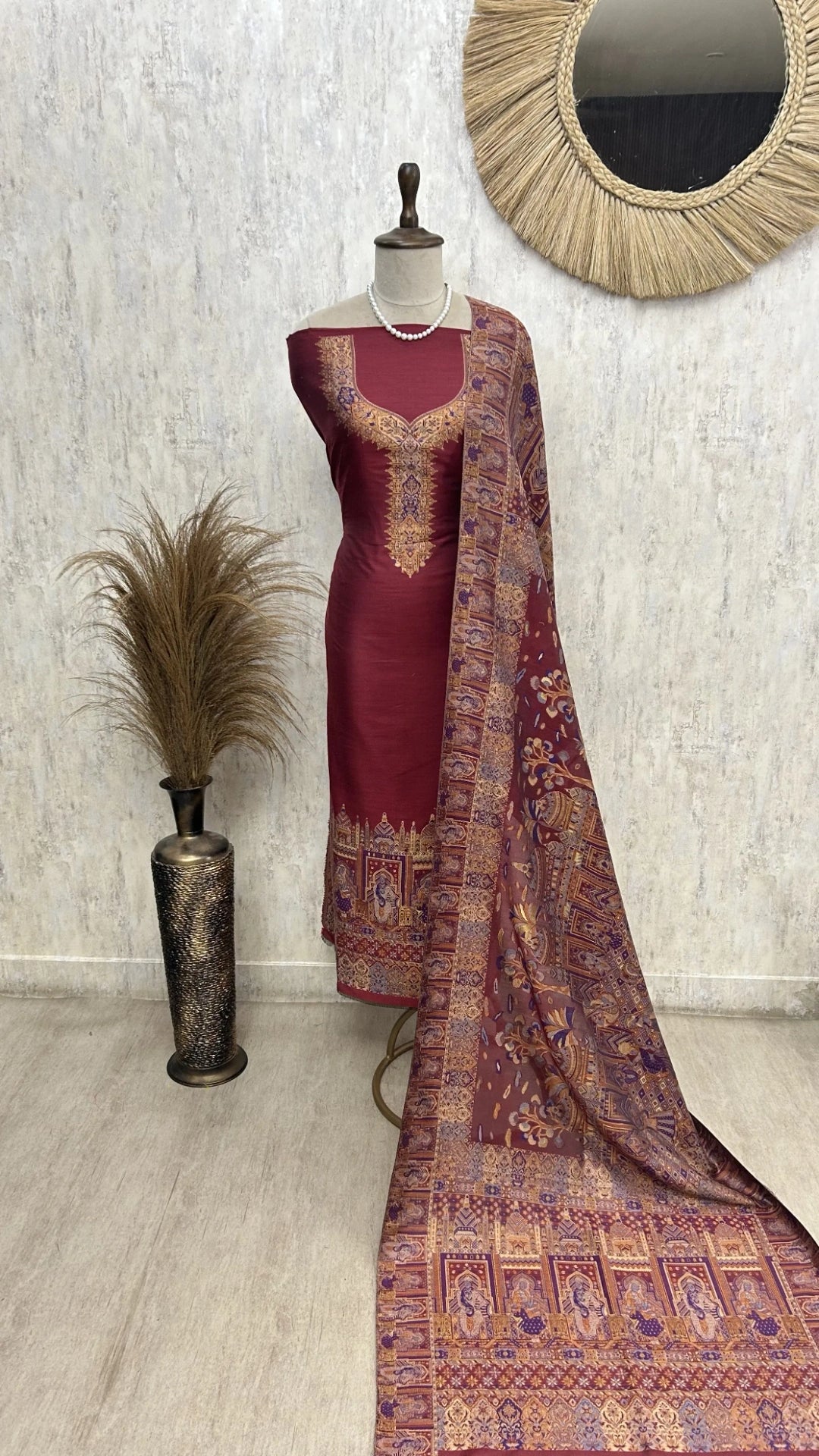 Kani Weaving Cotton Silk Unstitched Suit