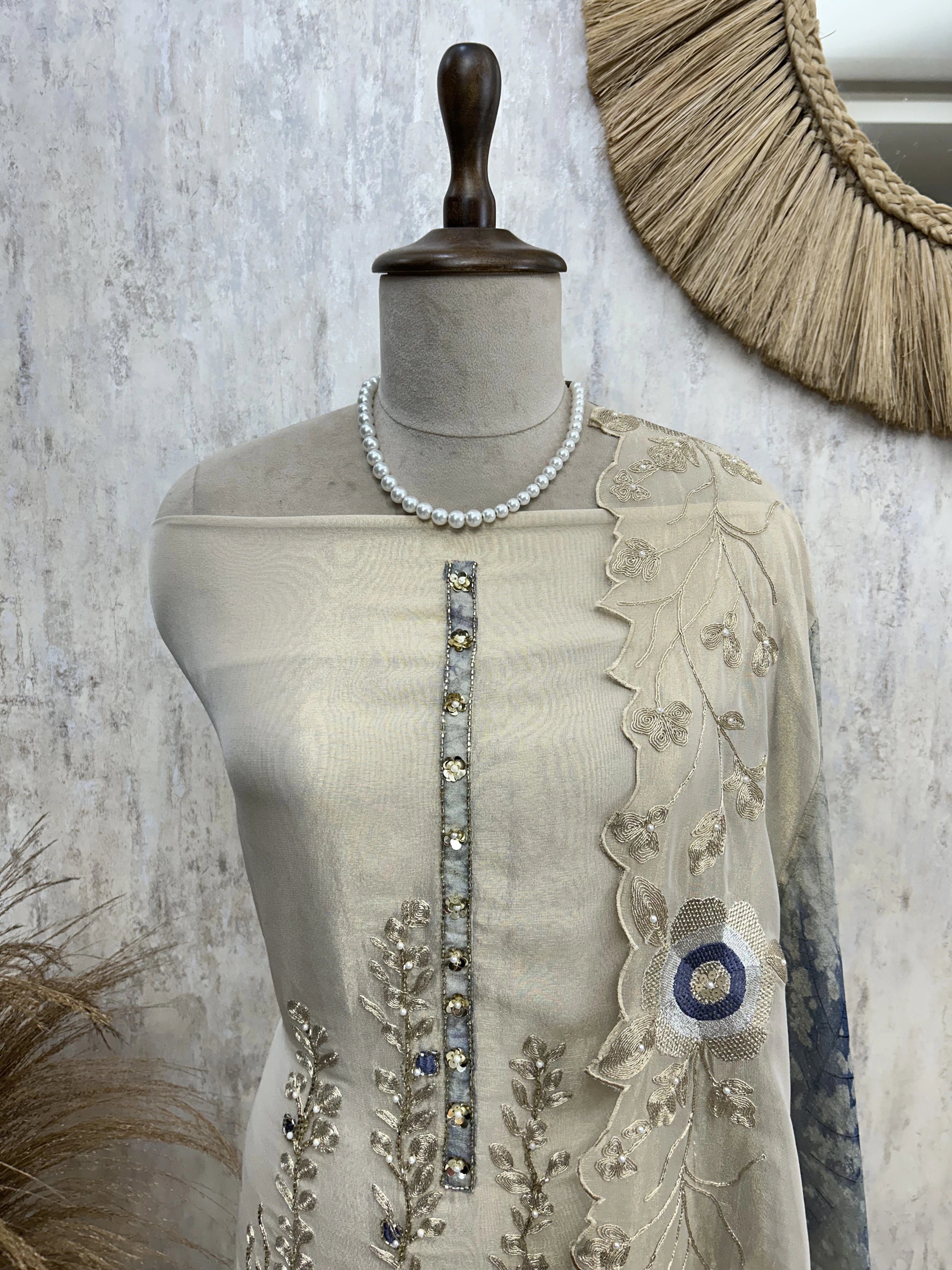 Ivory Elegance Unstitched Suit Set