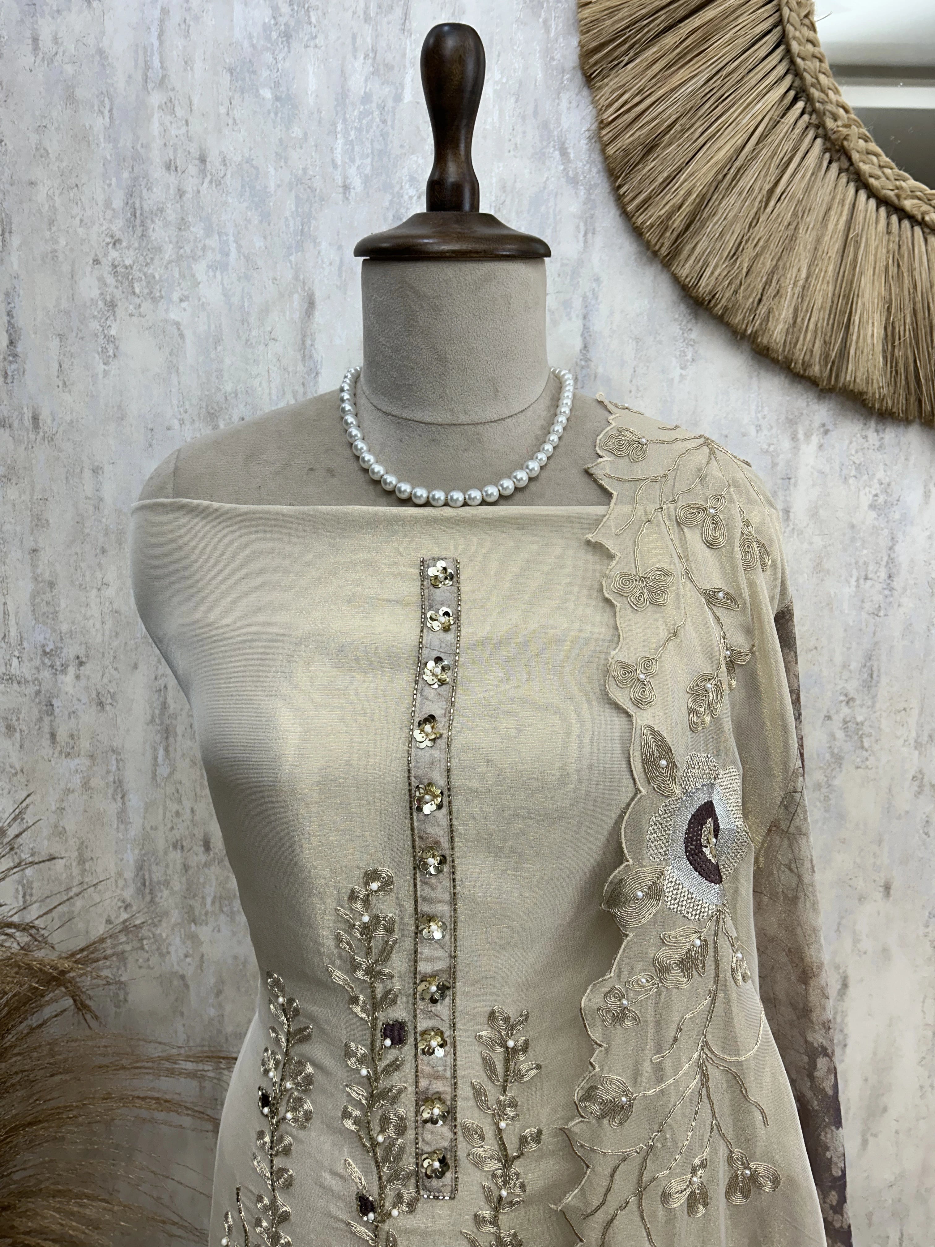 Ivory Elegance Unstitched Suit Set