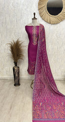 Elegant bird motif Unstitched Suit Set