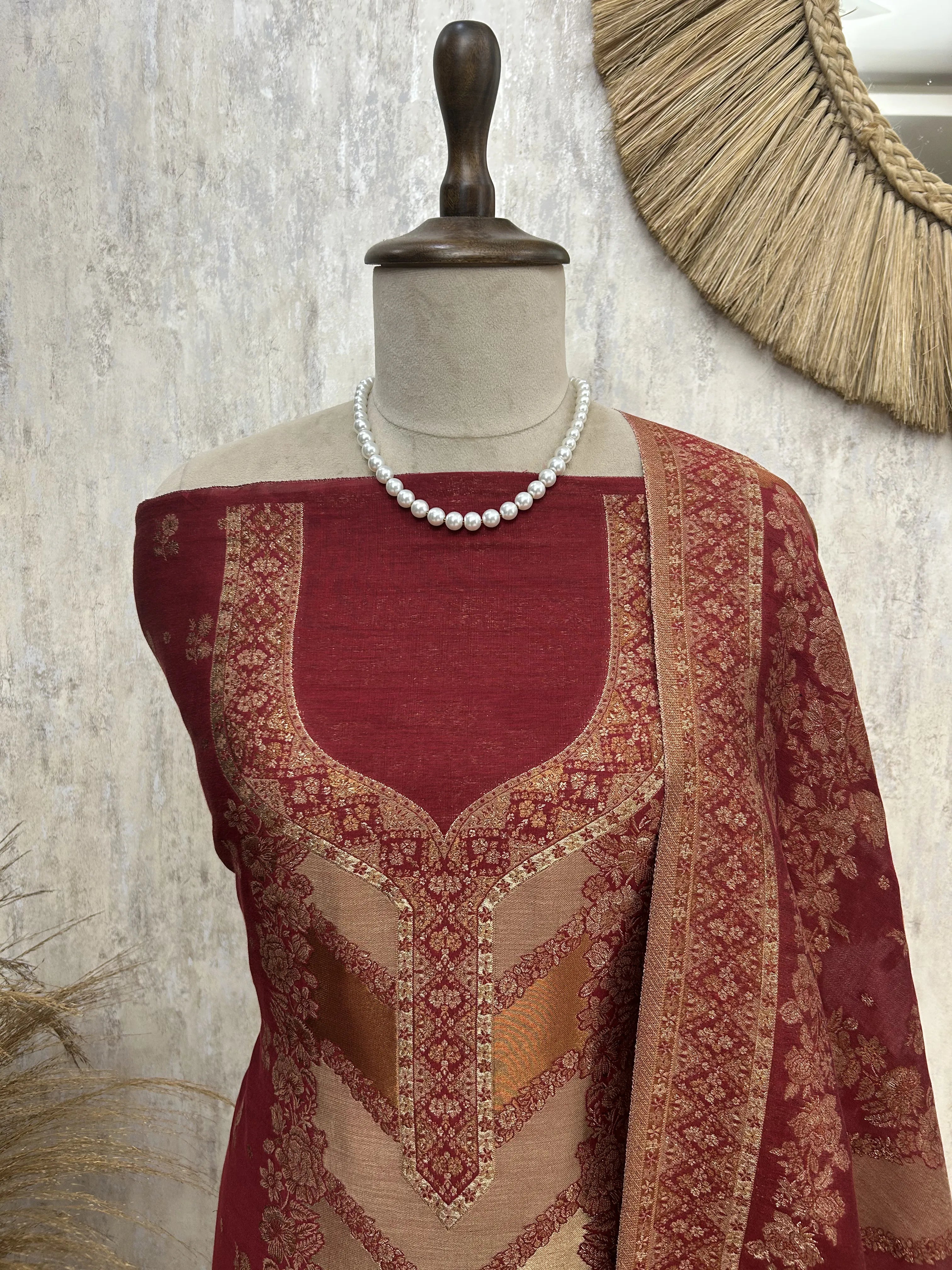Luxury pure silk unstitched suit set