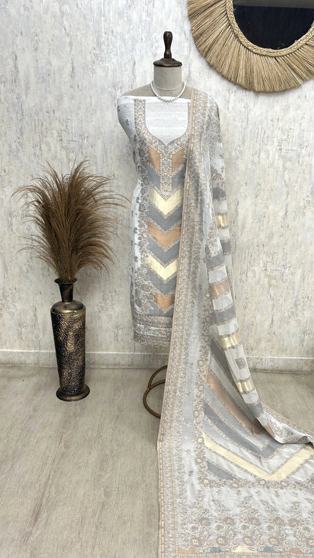 Luxury pure silk unstitched suit set