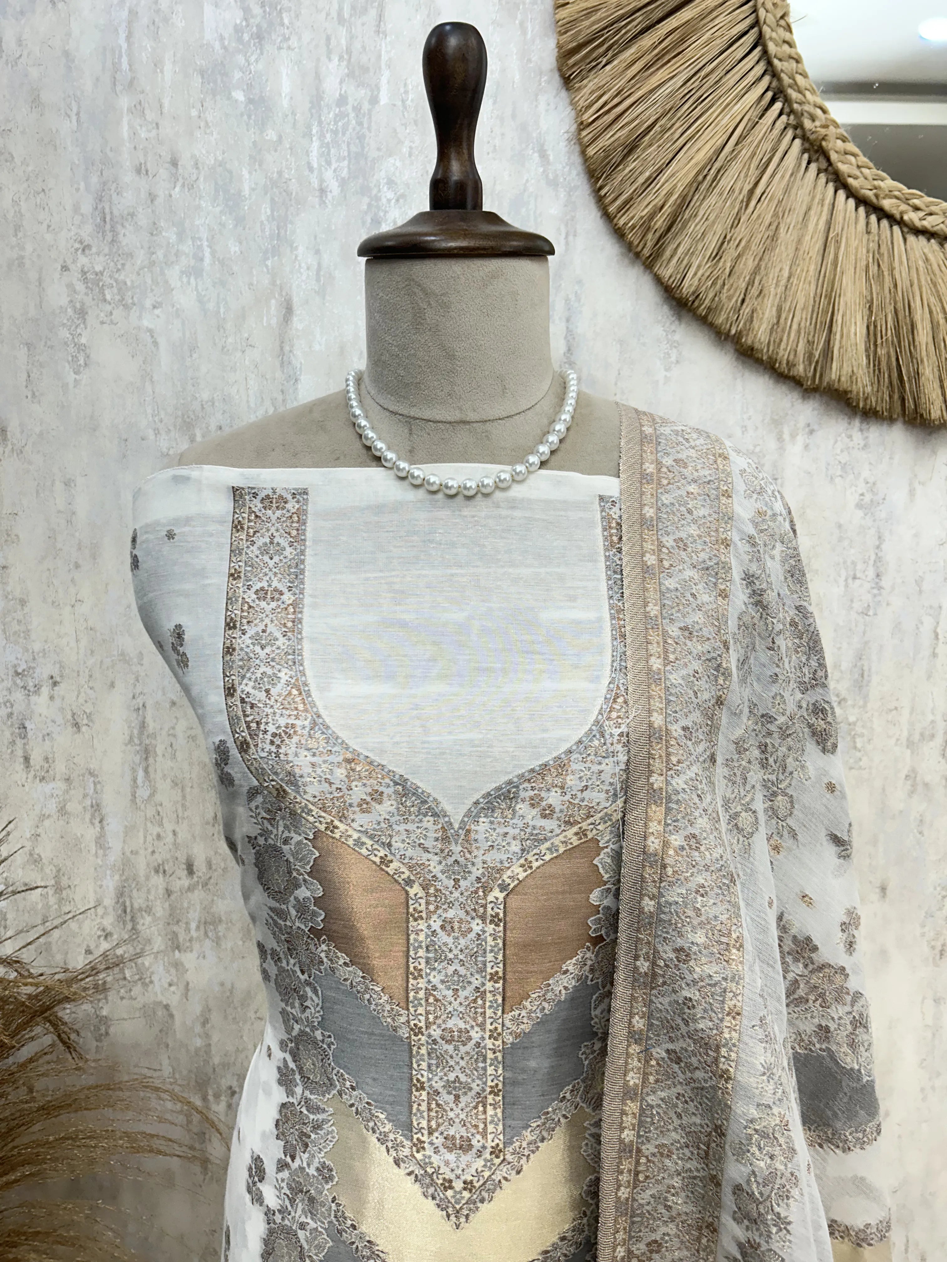 Luxury pure silk unstitched suit set