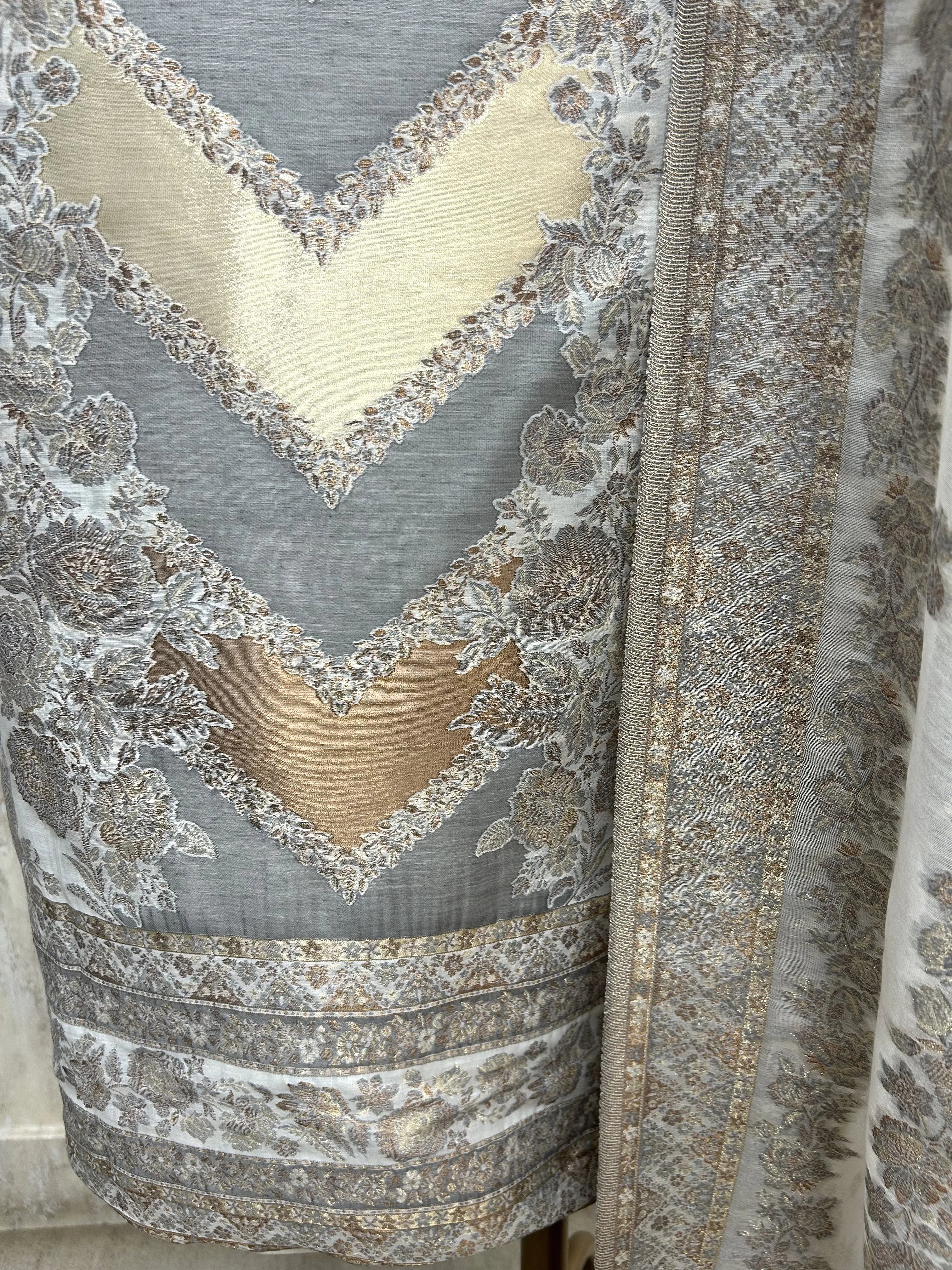 Luxury pure silk unstitched suit set