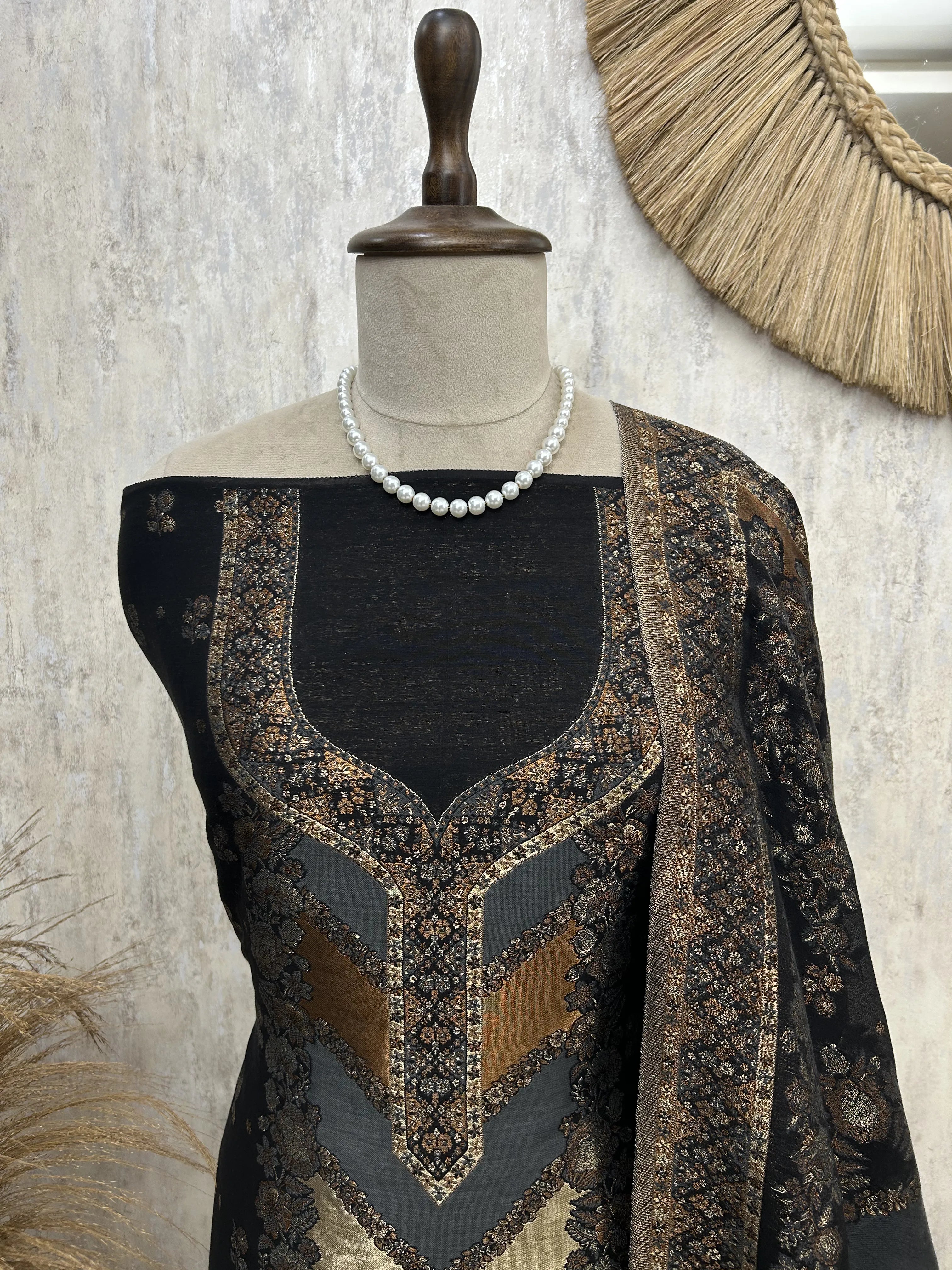 Luxury pure silk unstitched suit set