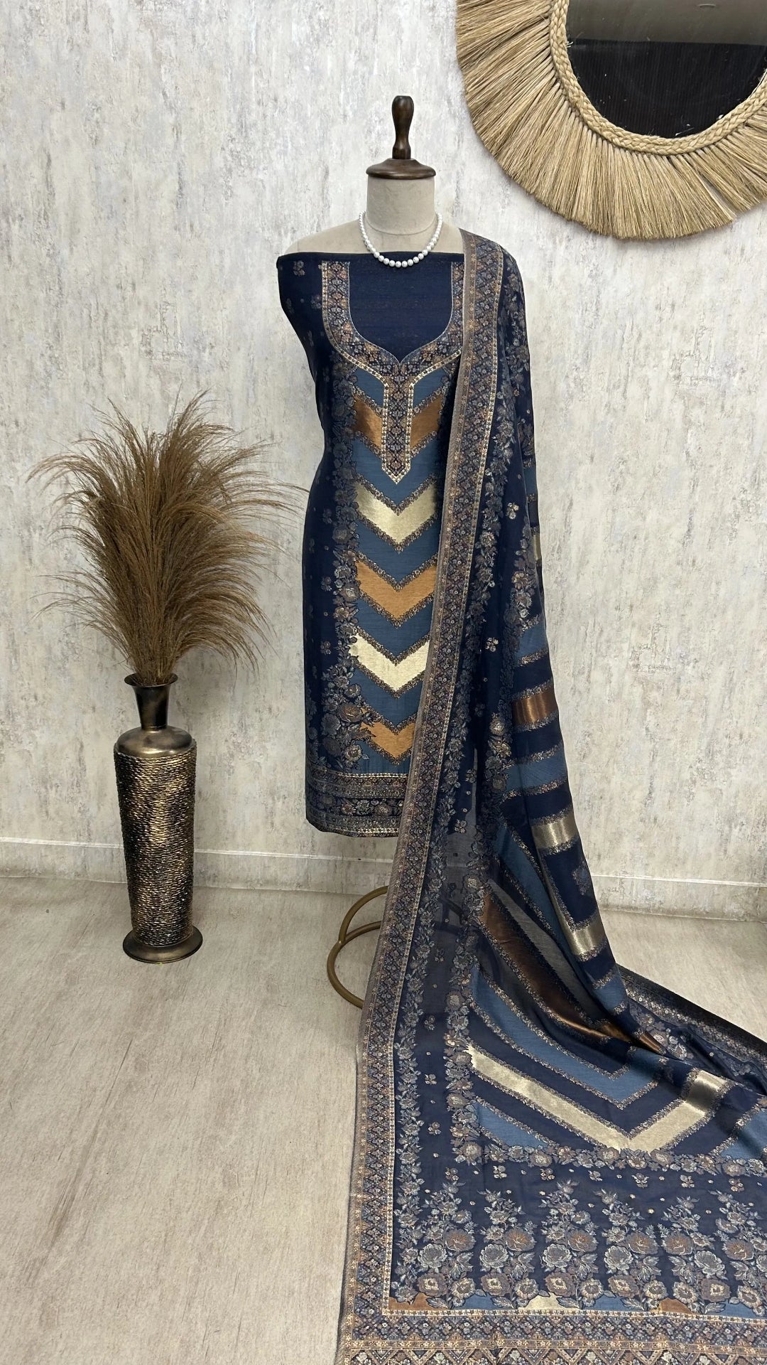 Luxury pure silk unstitched suit set