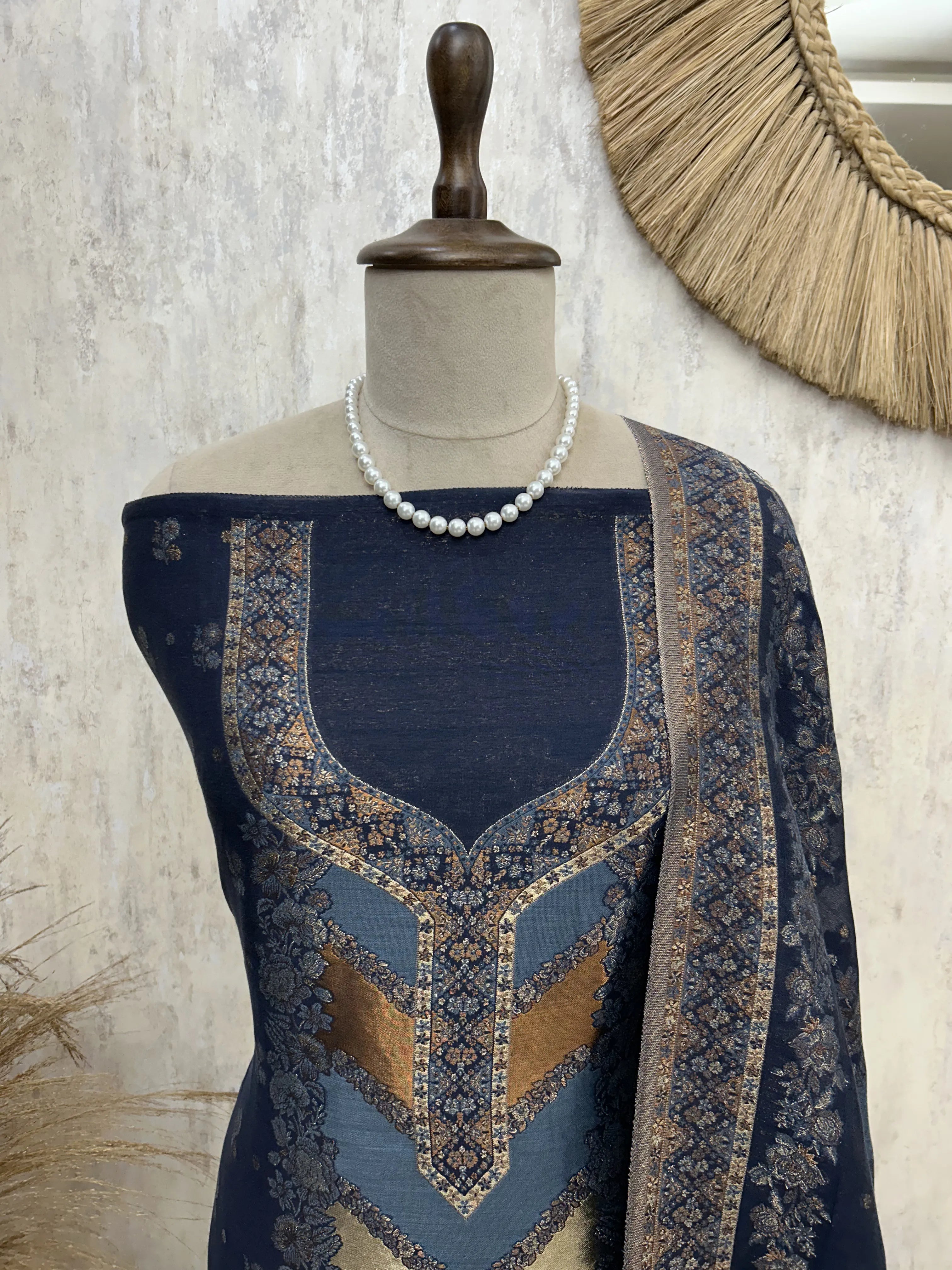 Luxury pure silk unstitched suit set