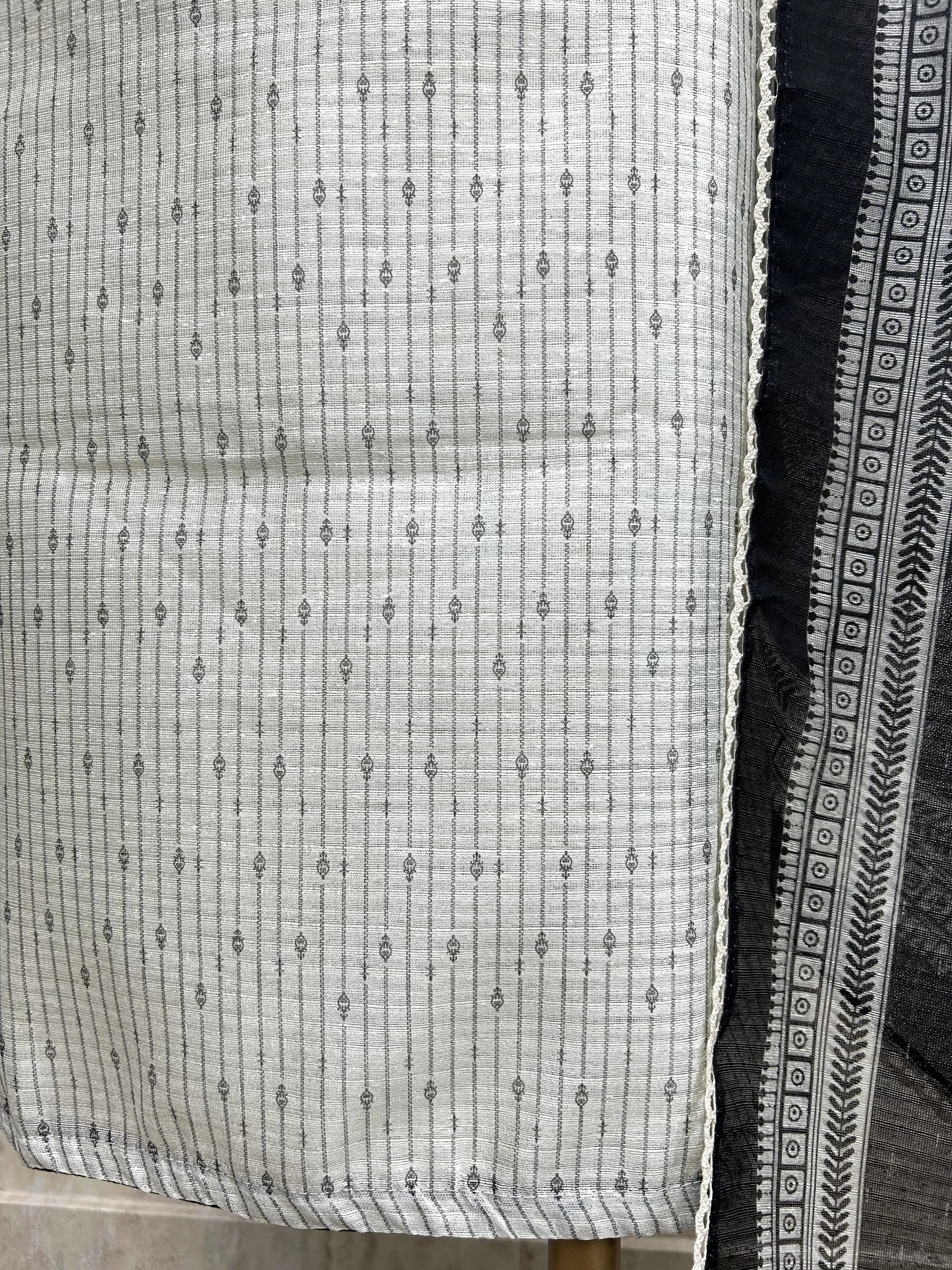 Mirror Work Linen Unstitched Suit Set