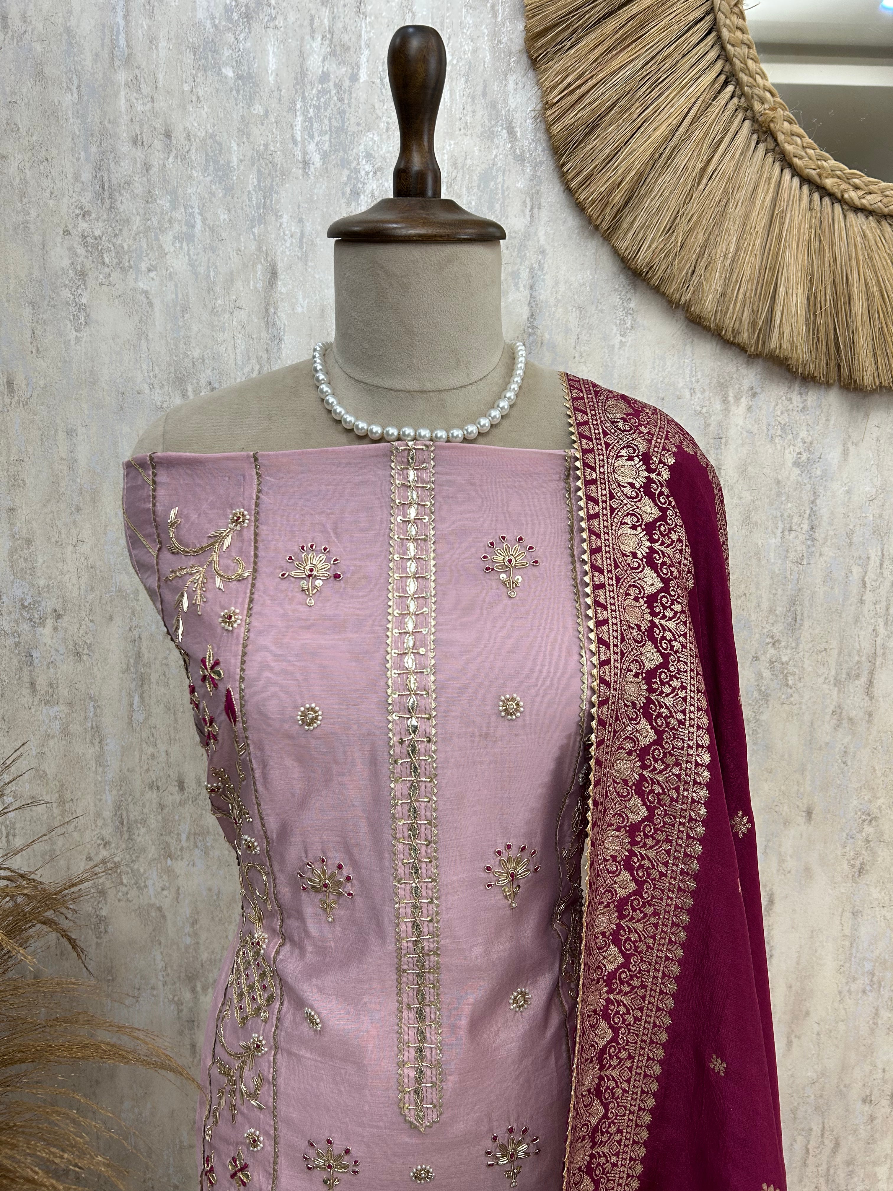 Elegant panel unstitched suit set