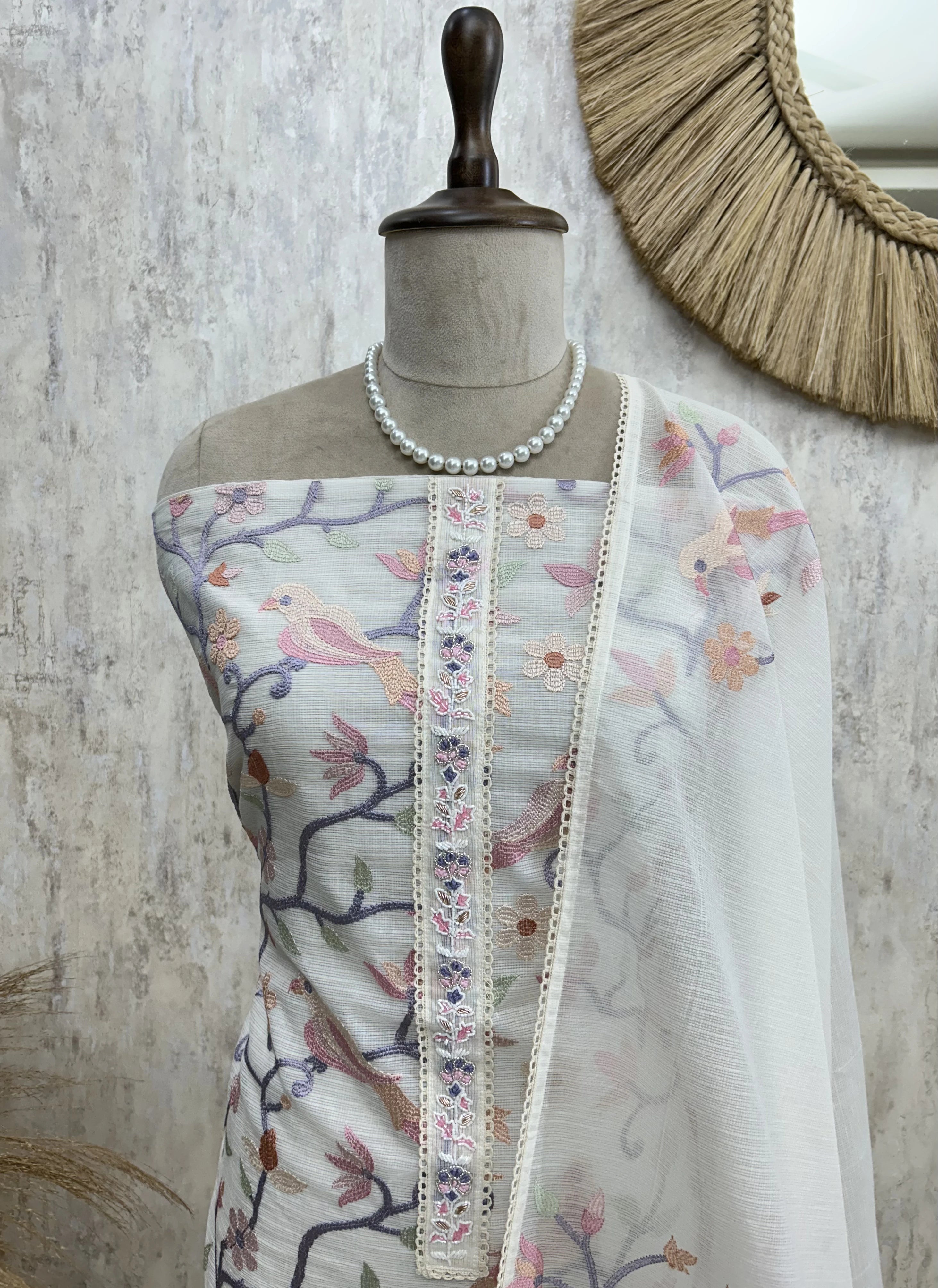 Thread Embroidery Kota Unstitched Suit Set