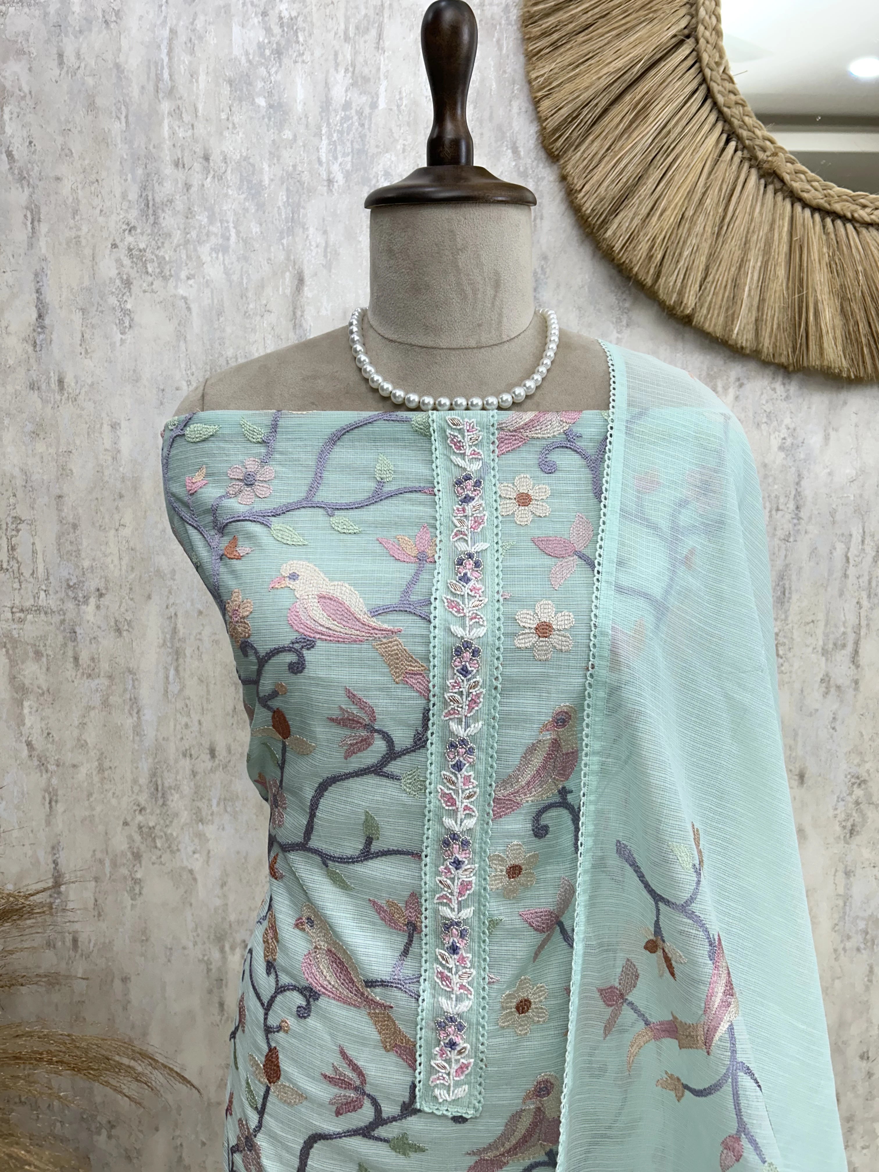 Thread Embroidery Kota Unstitched Suit Set