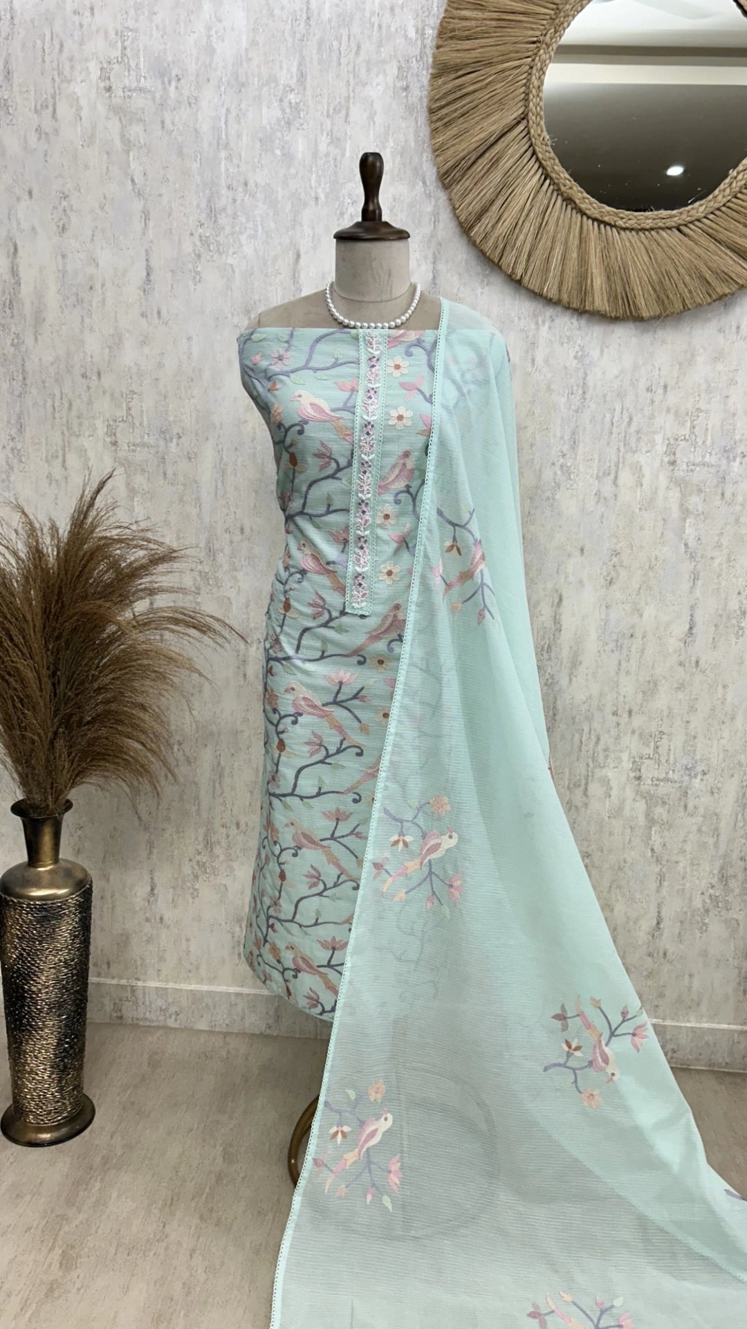 Thread Embroidery Kota Unstitched Suit Set
