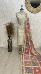 Ivory Elegance-Tissue Unstitched Suit Set