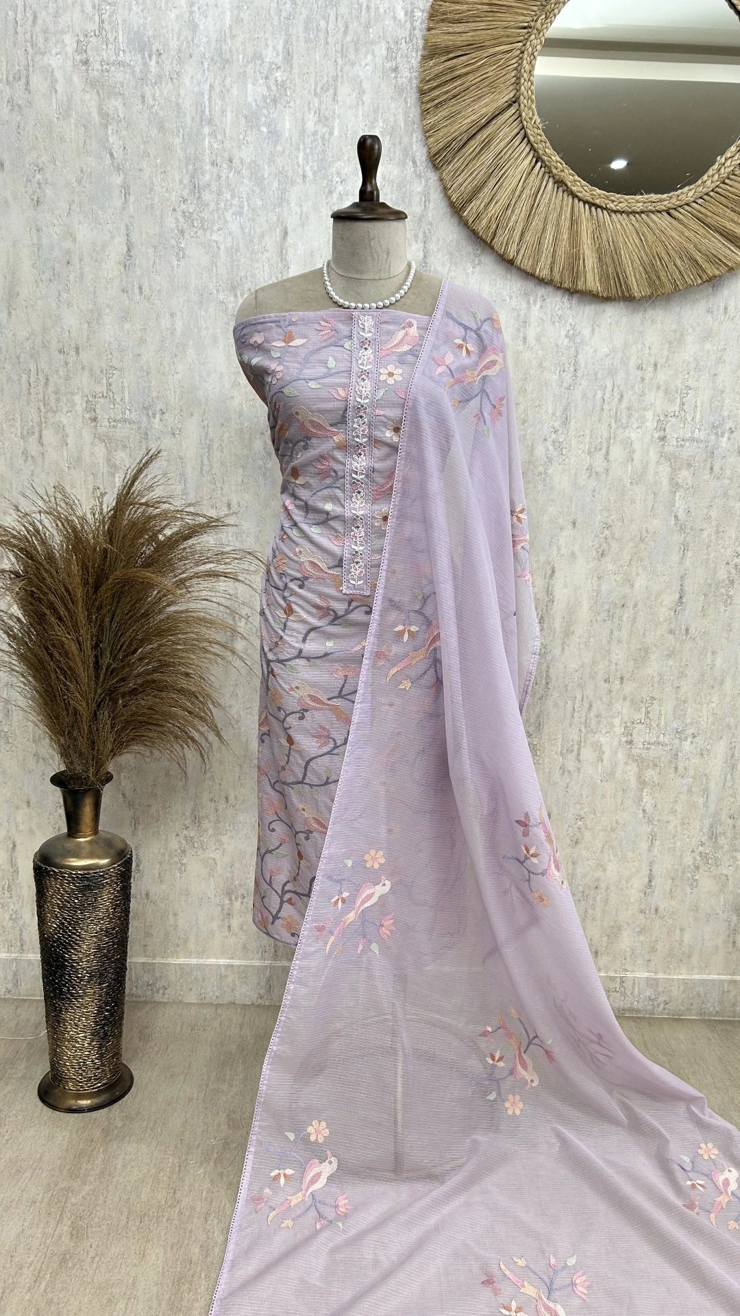 Thread Embroidery Kota Unstitched Suit Set