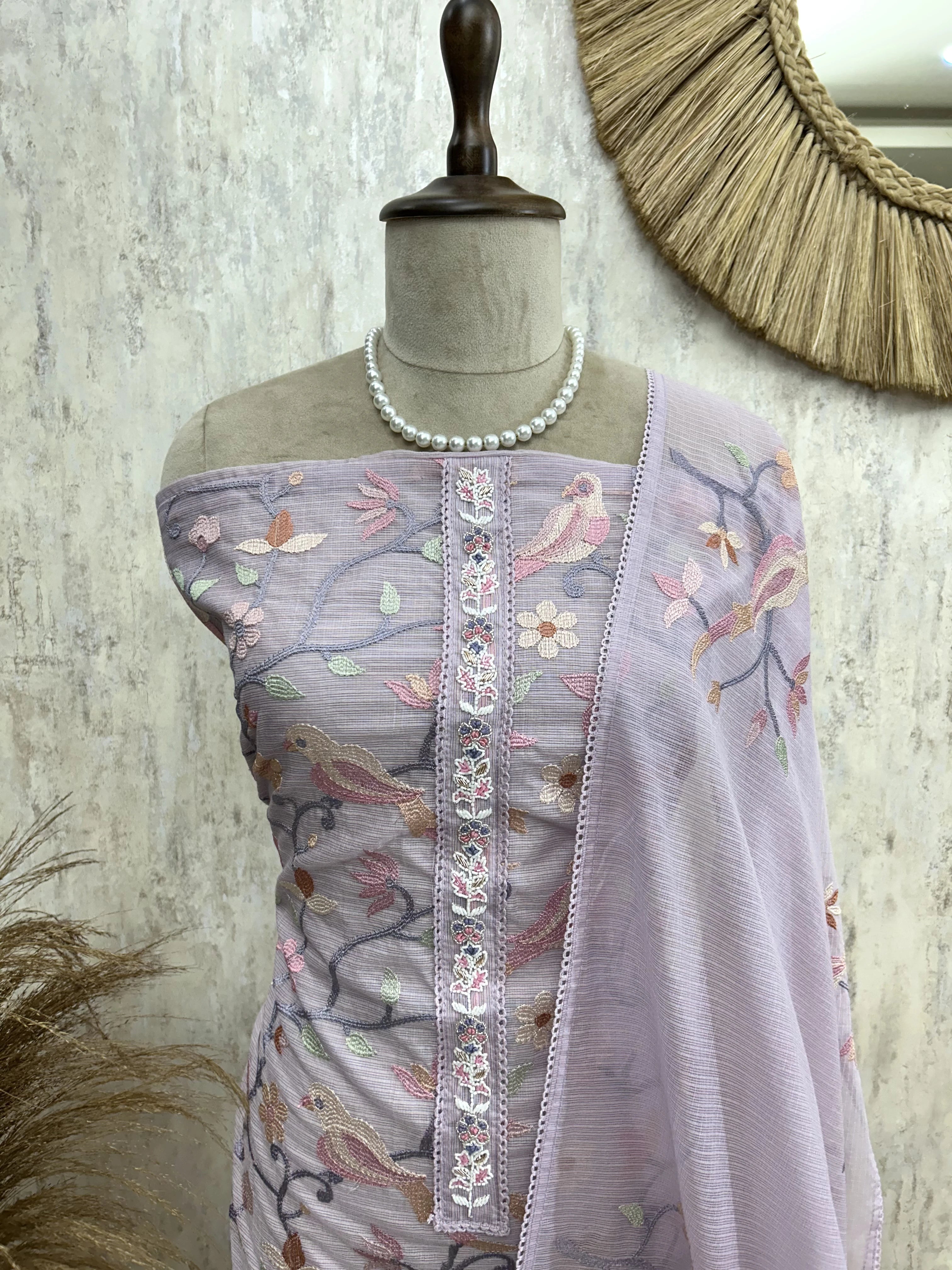 Thread Embroidery Kota Unstitched Suit Set
